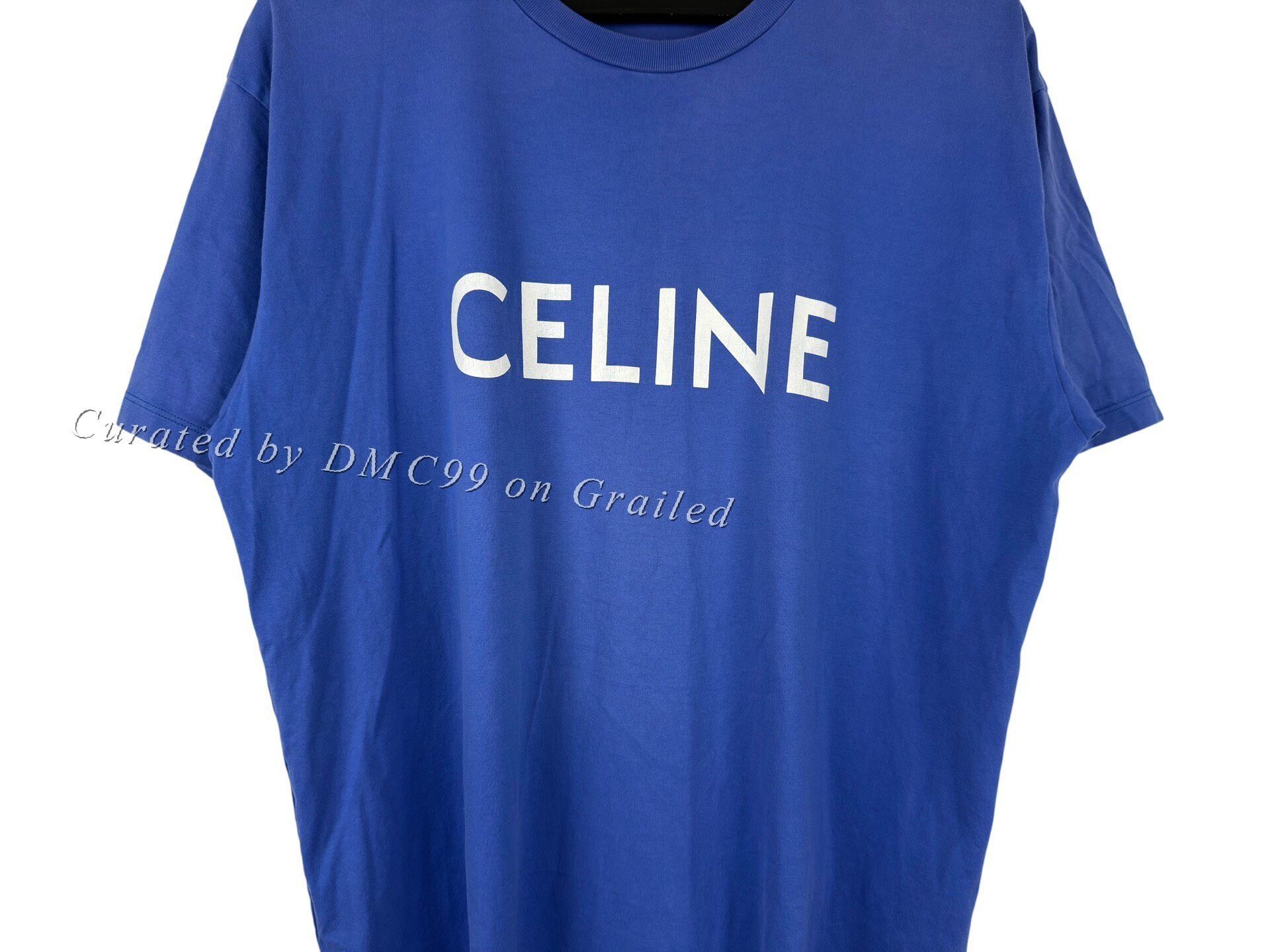 Celine Celine Blue Slogan Short Sleeve Size US XL / EU 56 / 4 - 2 Thumbnail