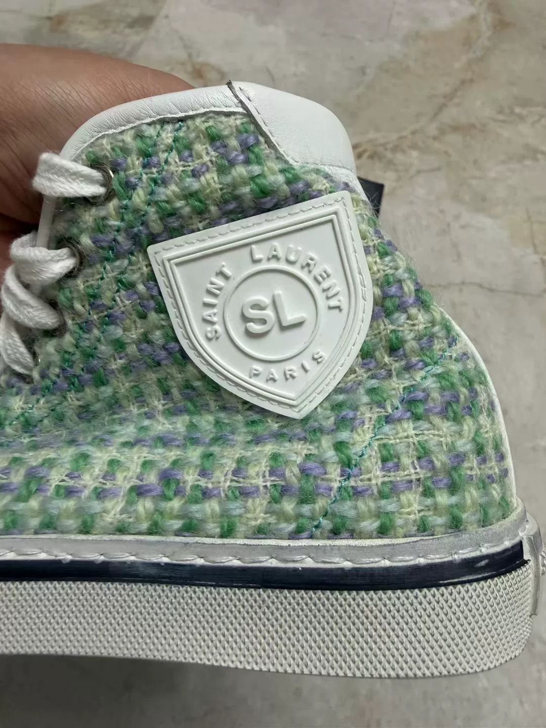 Saint Laurent Paris Saint Laurent Tweed Distressed High-Top Shoes Size US 5.5 / IT 35.5 - 4 Thumbnail