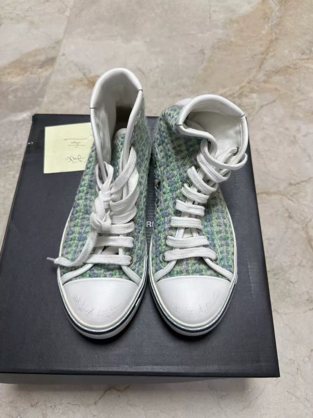 Saint Laurent Paris Saint Laurent Tweed Distressed High-Top Shoes Size US 5.5 / IT 35.5 - 2 Thumbnail