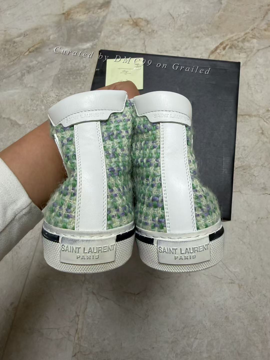Saint Laurent Paris Saint Laurent Tweed Distressed High-Top Shoes Size US 5.5 / IT 35.5 - 3 Thumbnail