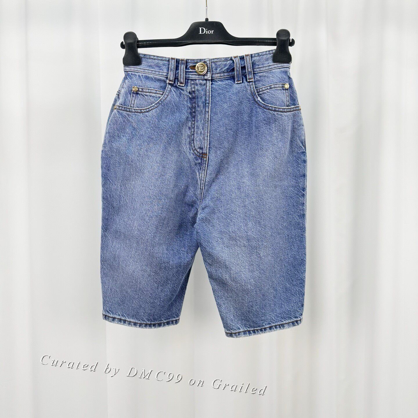 Balmain Balmain Gold Button Denim Shorts Size US 36 / EU 52 - 2 Thumbnail