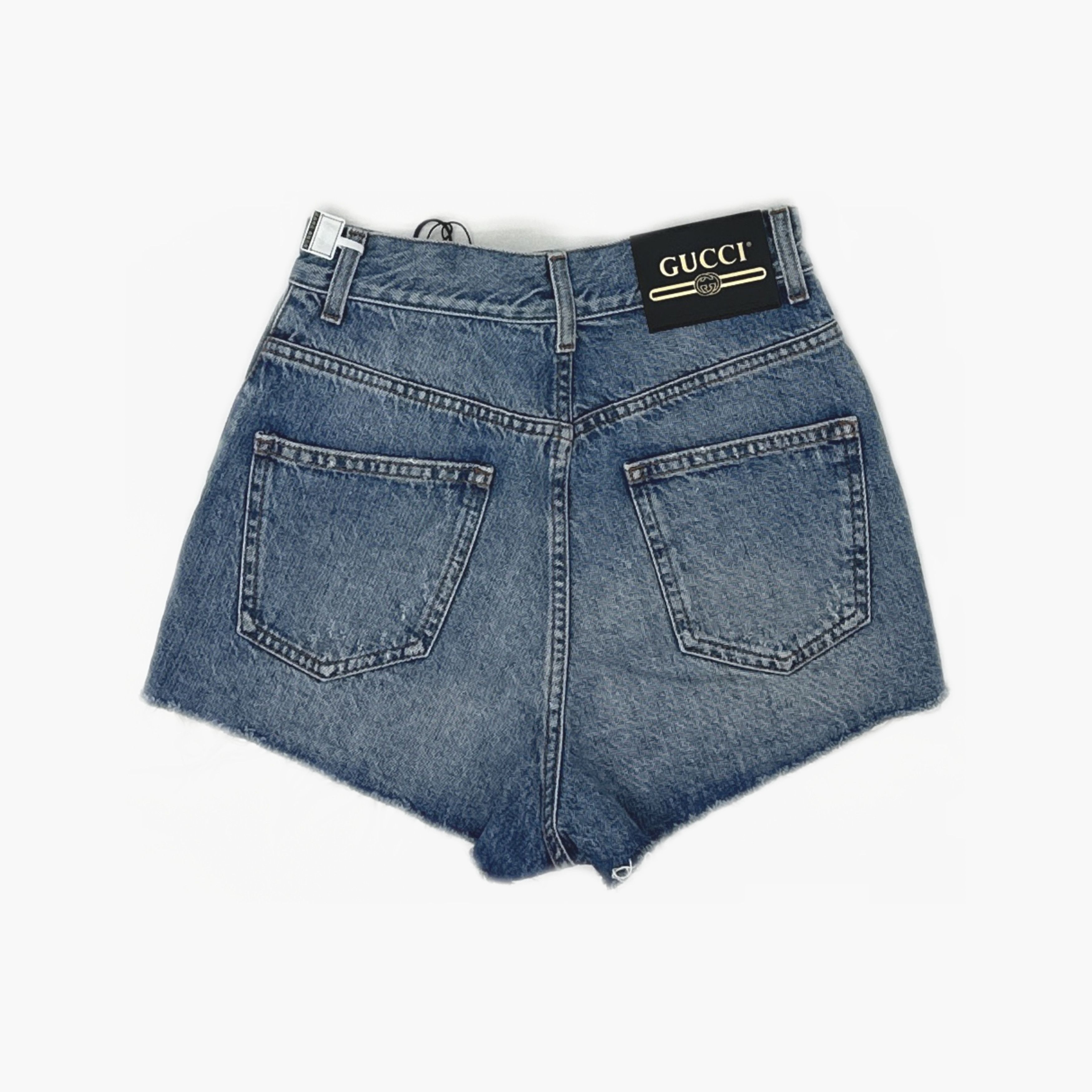 Gucci Gucci Apple Applique Denim Shorts Size 24 Size 24" / US 00 / IT 34 - 2 Thumbnail