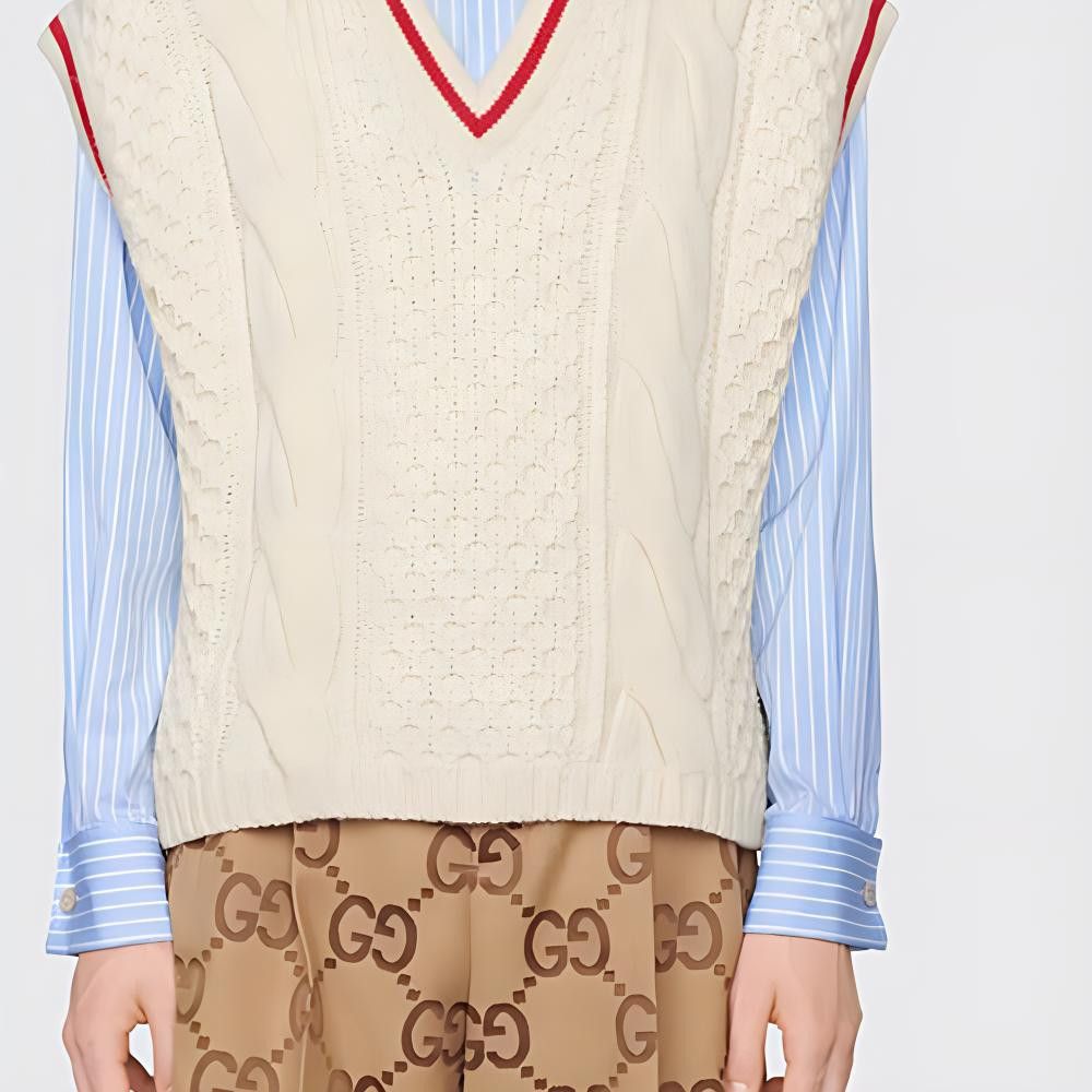 Gucci Gucci Cable Knit V-Neck Sweater Vest Size L Size US L / EU 52-54 / 3 - 7 Thumbnail