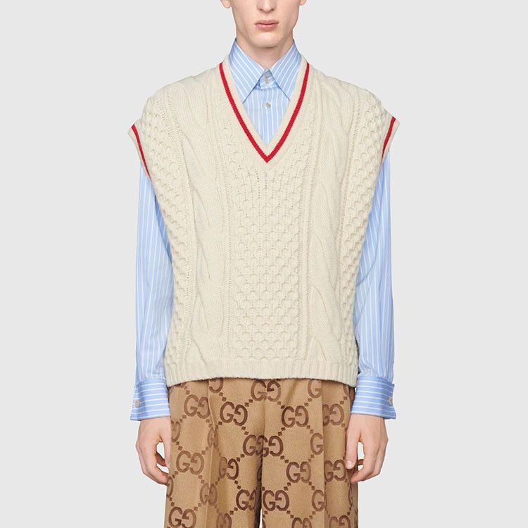 Gucci Gucci Cable Knit V-Neck Sweater Vest Size L Size US L / EU 52-54 / 3 - 9 Thumbnail