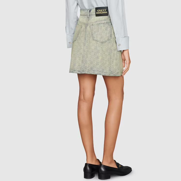Gucci Gucci GG Monogram Denim Mini Skirt Size 42 Size 28" / US 6 / IT 42 - 9 Thumbnail