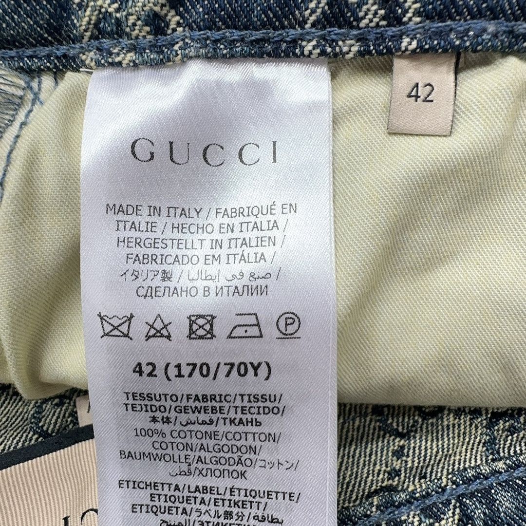 Gucci Gucci GG Monogram Denim Mini Skirt Size 42 Size 28" / US 6 / IT 42 - 4 Thumbnail