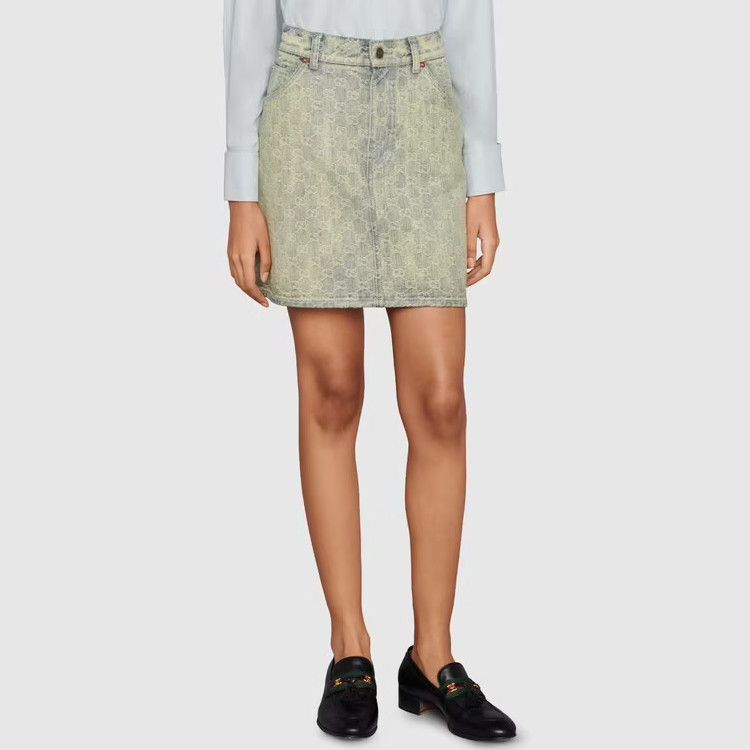 Gucci Gucci GG Monogram Denim Mini Skirt Size 42 Size 28" / US 6 / IT 42 - 8 Thumbnail