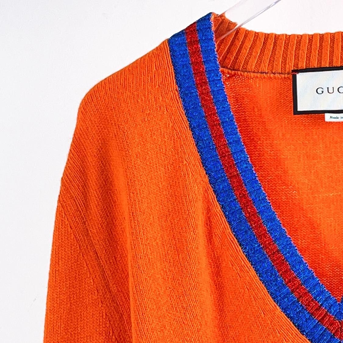 Gucci Gucci Orange V-Neck Sweater Size S Size S / US 4 / IT 40 - 5 Thumbnail