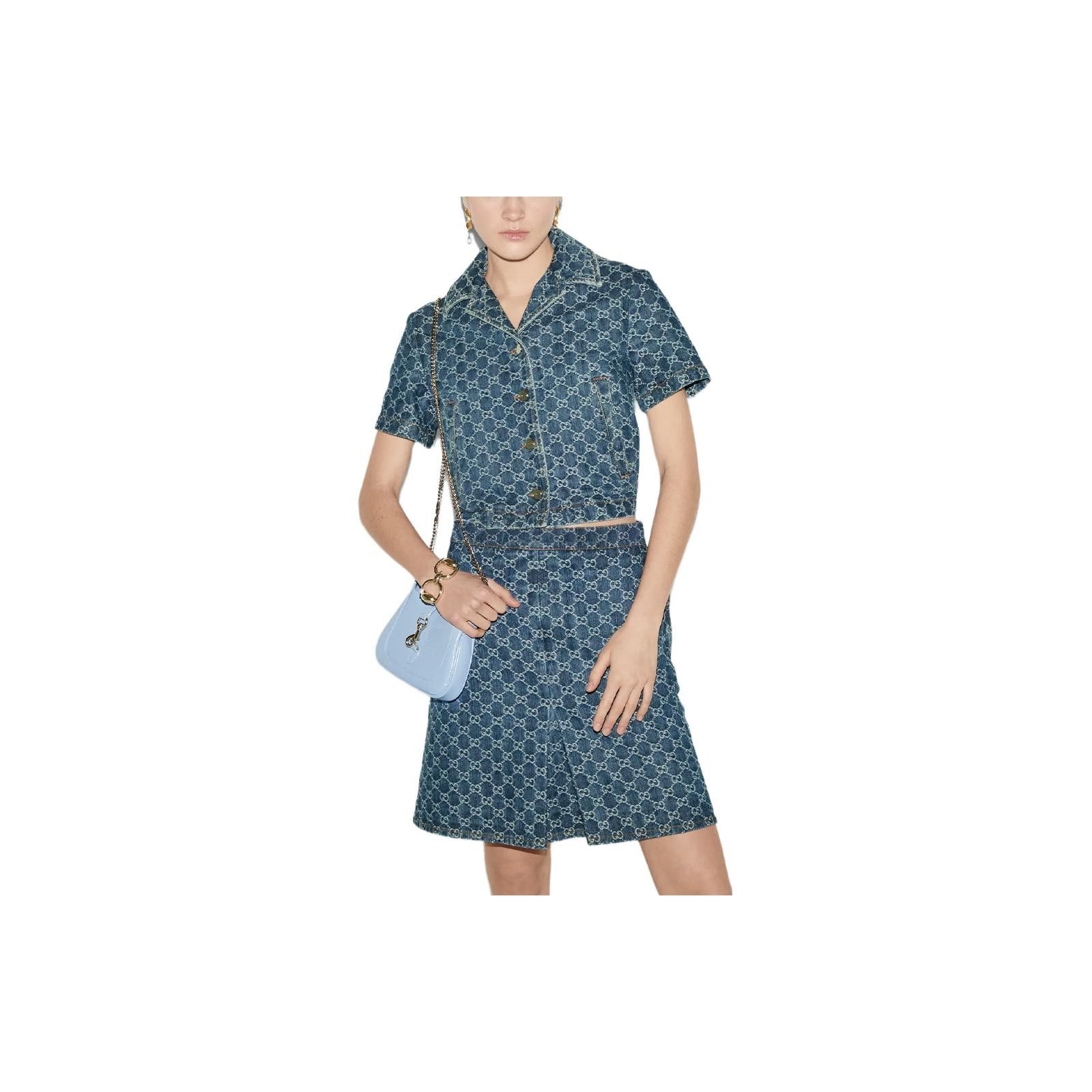 Gucci Gucci GG Logo Denim Mini Skirt Size 34 Size 24" / US 00 / IT 34 - 6 Thumbnail