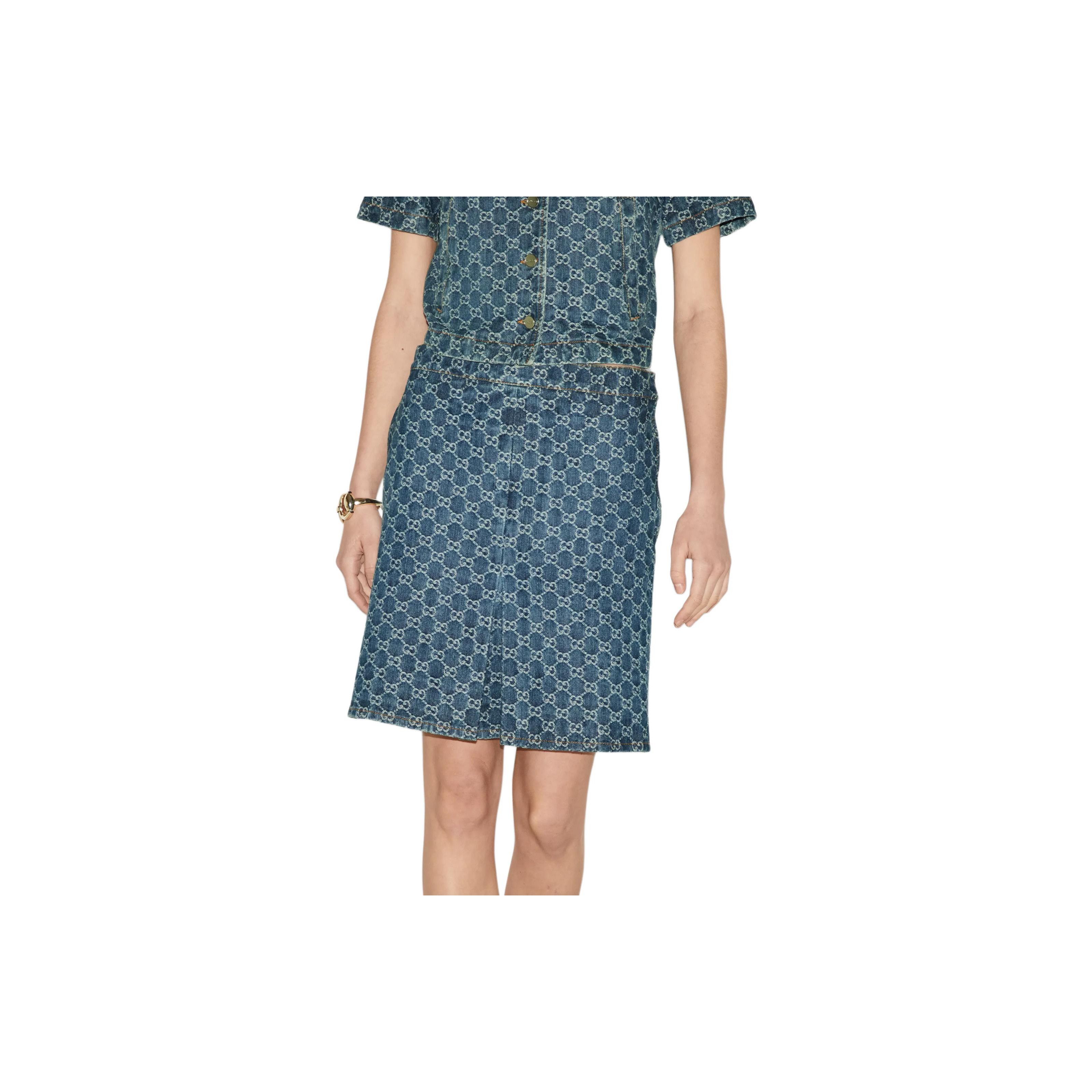 Gucci Gucci GG Logo Denim Mini Skirt Size 34 Size 24" / US 00 / IT 34 - 9 Thumbnail