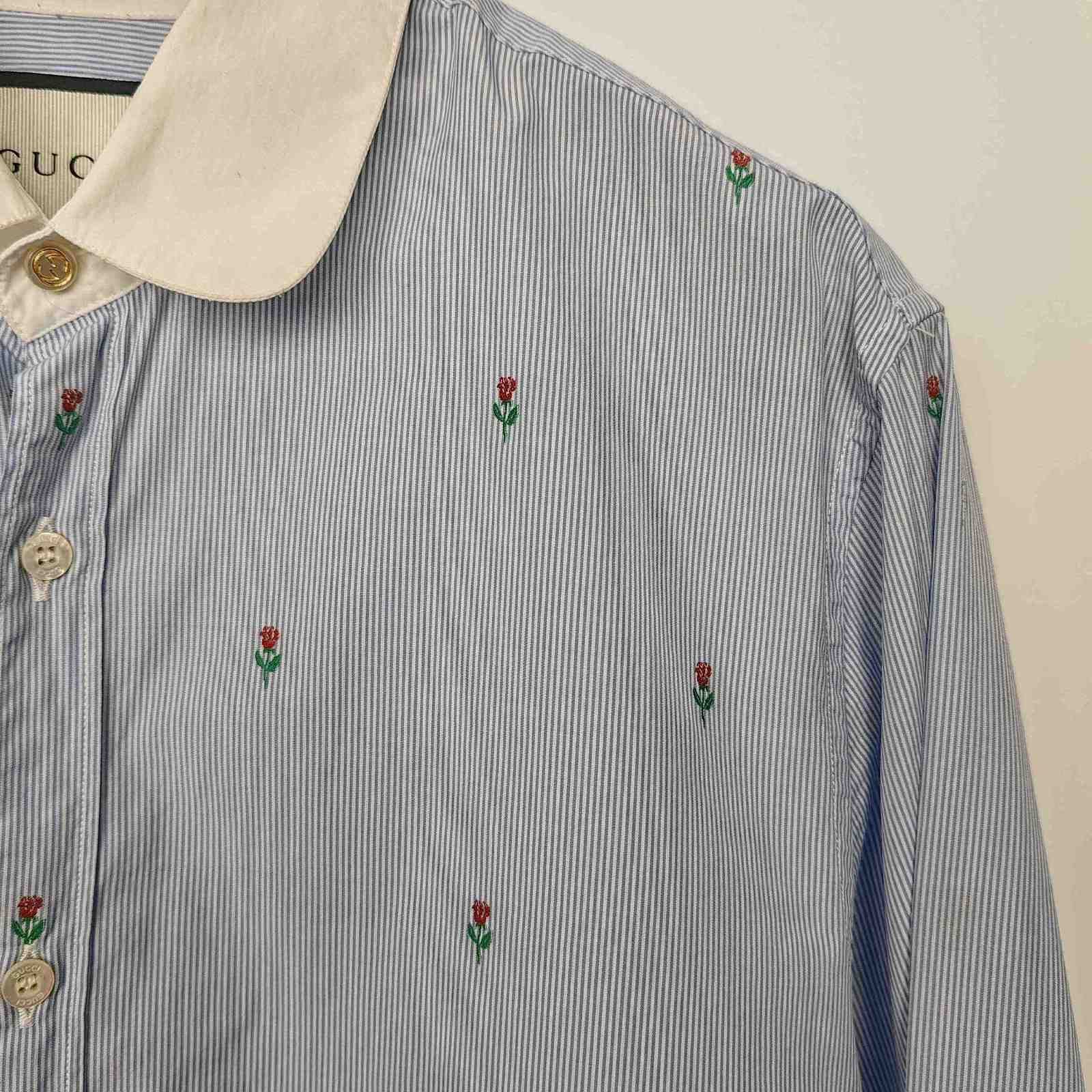Gucci Gucci Embroidered Floral Stripe Button Up Shirt Size M Size US S / EU 44-46 / 1 - 5 Thumbnail