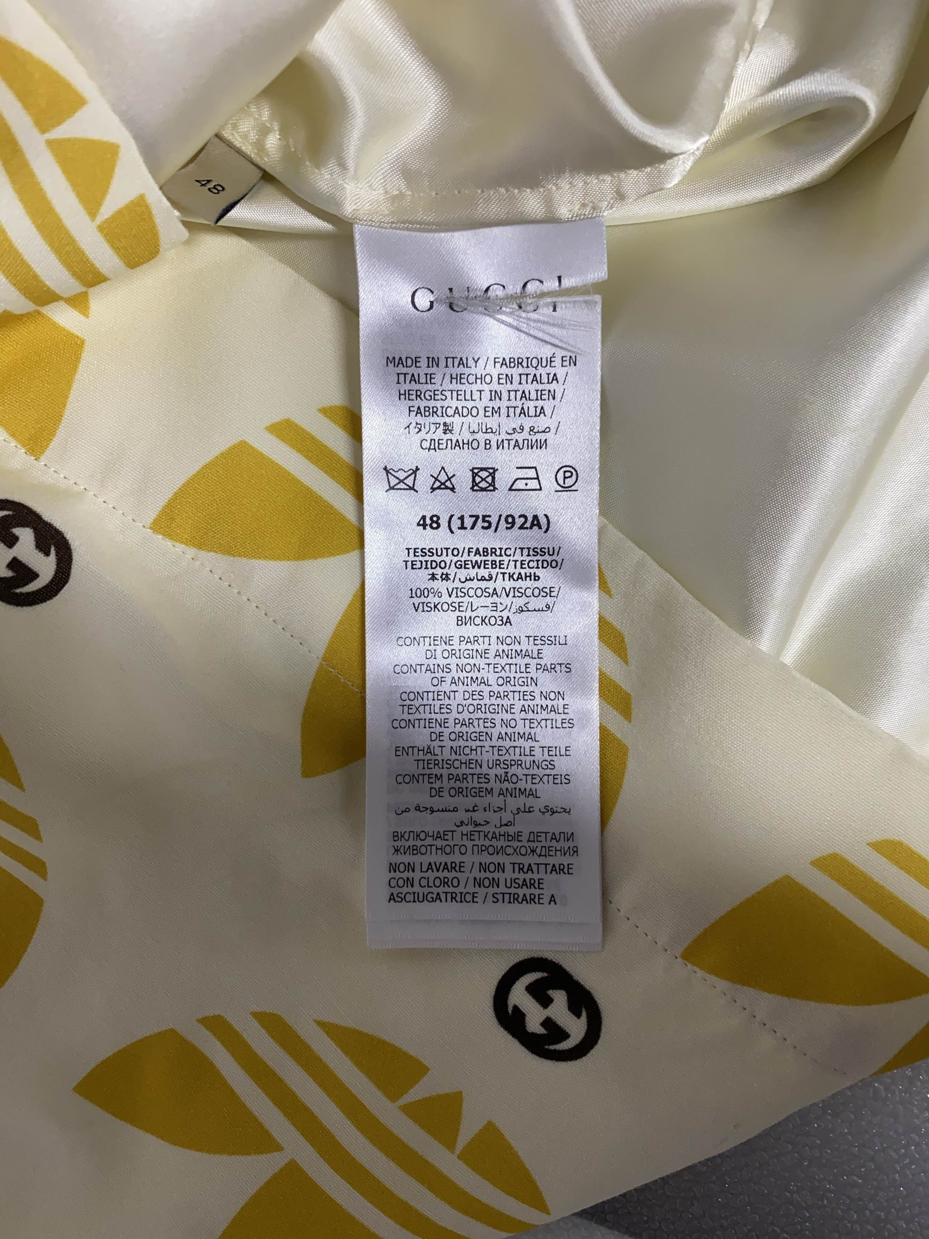 Gucci GUCCI x adidas Originals Logo Print Cuban Shirt Size M Size US M / EU 48-50 / 2 - 4 Thumbnail
