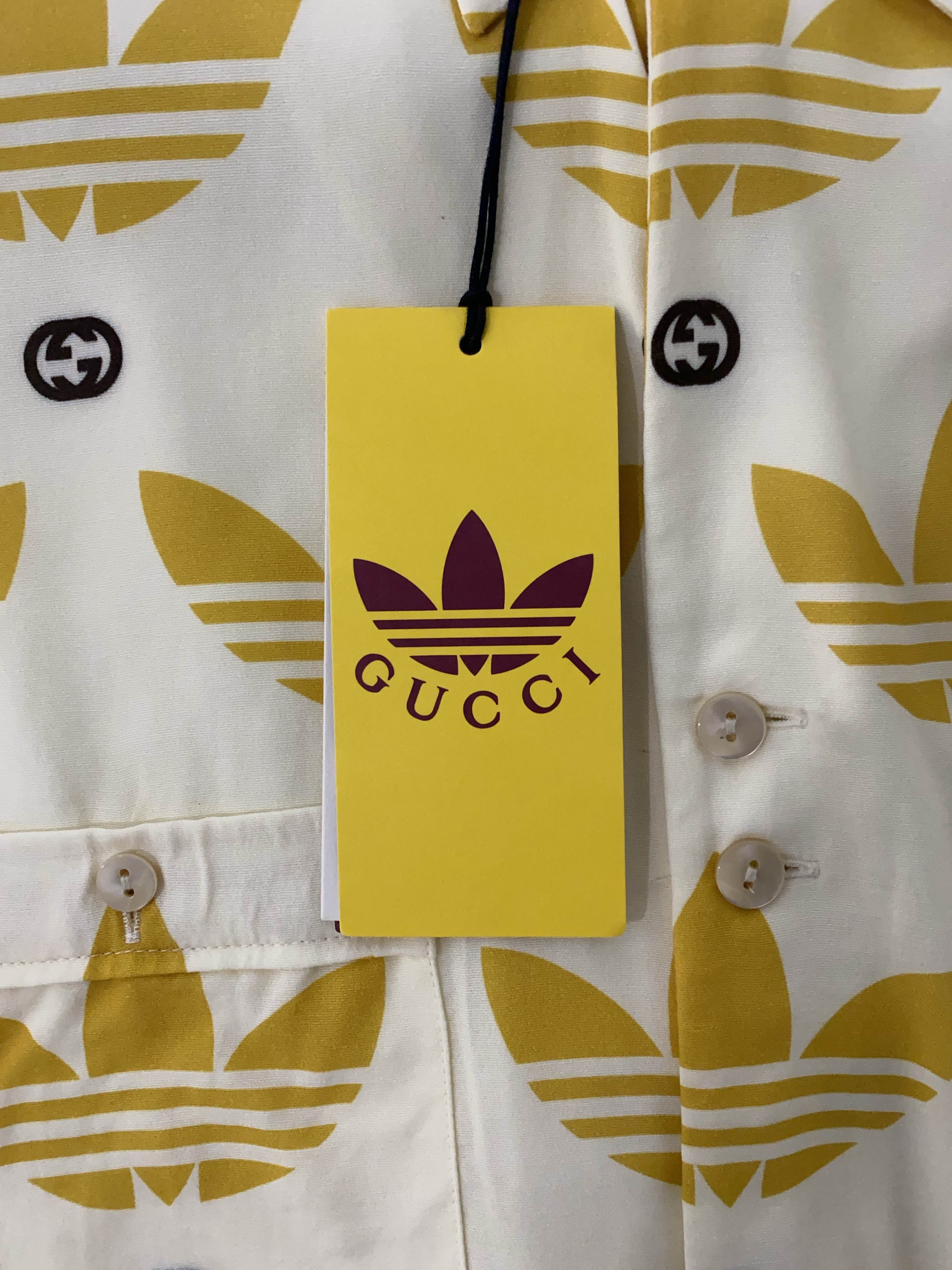 Gucci GUCCI x adidas Originals Logo Print Cuban Shirt Size M Size US M / EU 48-50 / 2 - 5 Thumbnail