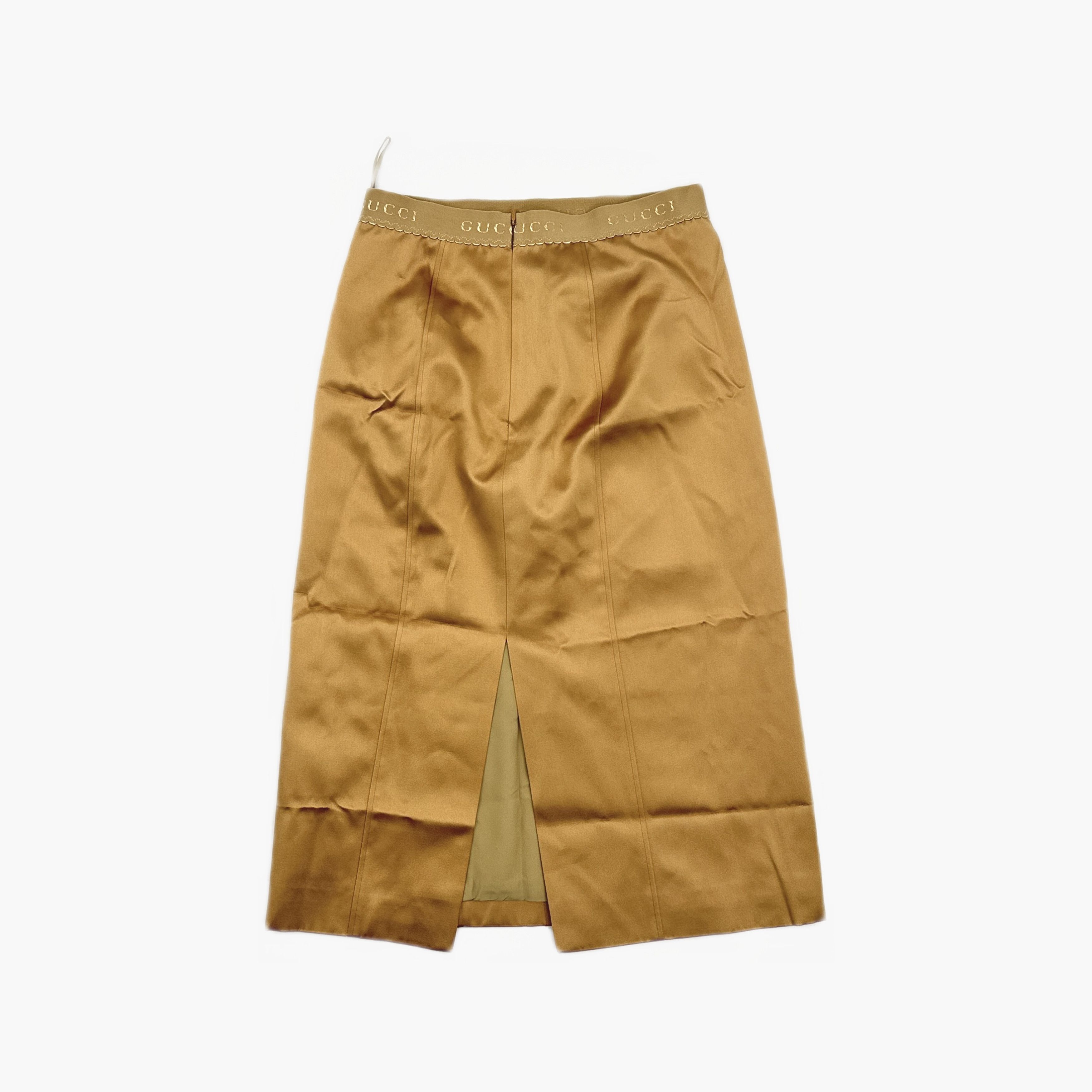 Gucci Gucci Logo Trim Midi Skirt Beige Size 44 Size 30" / US 8 / IT 44 - 2 Thumbnail