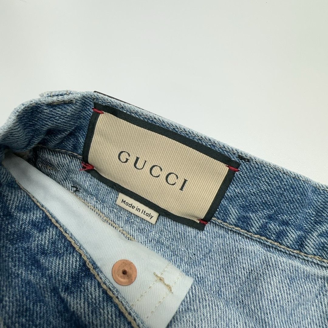 Gucci Gucci Cat Embroidery Denim Shorts Size 23 Size 23" - 3 Thumbnail