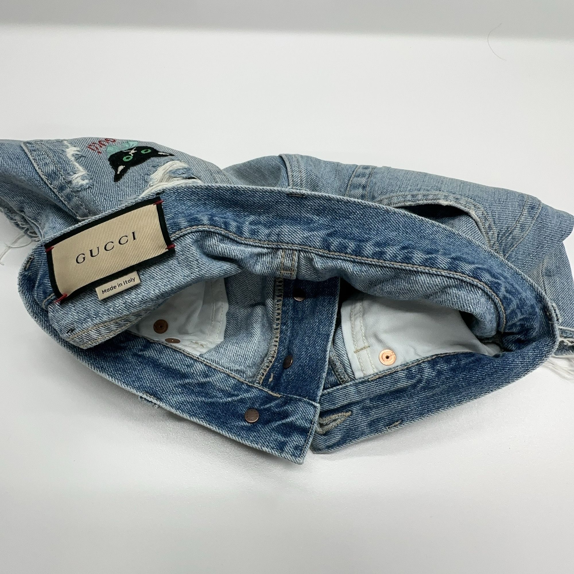 Gucci Gucci Cat Embroidery Denim Shorts Size 23 Size 23" - 6 Thumbnail