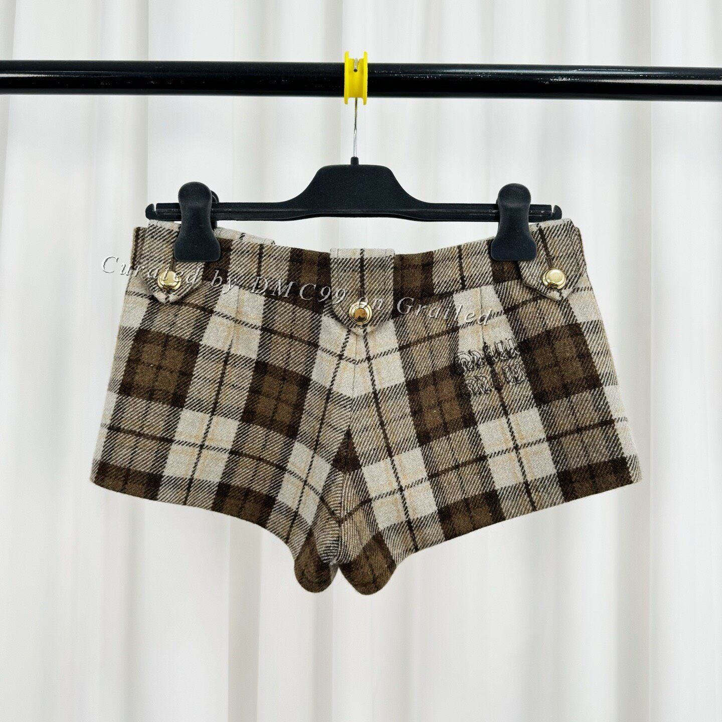 Miu Miu Miu Miu New Plaid Embroidered Letter Shorts Size 36" / US 14 / IT 50 - 2 Thumbnail