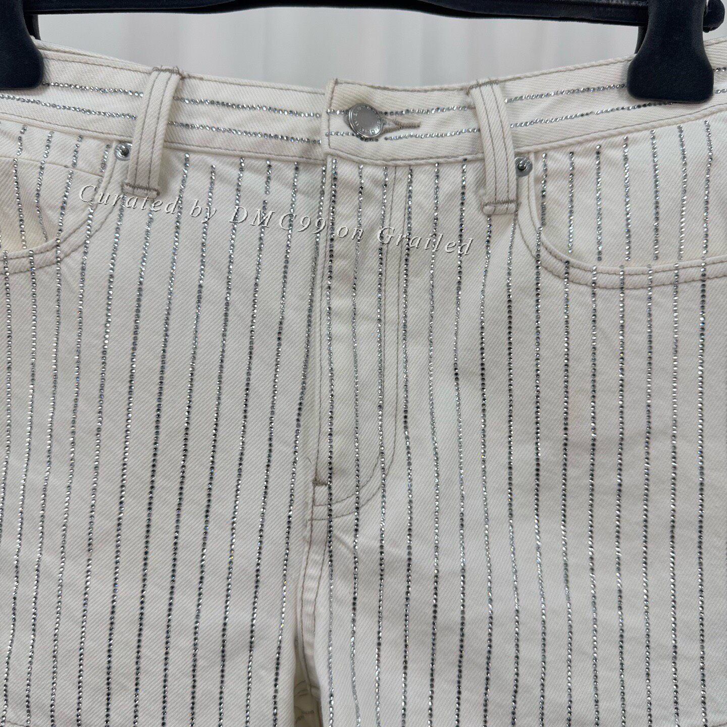 Alexander Wang Alexander Wang Rhinestone Striped Denim Shorts Size 26" / US 2 / IT 38 - 3 Thumbnail