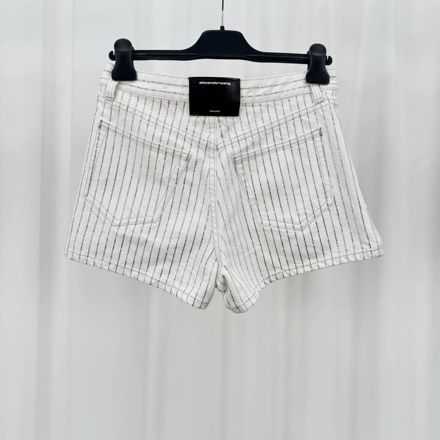 Alexander Wang Alexander Wang Rhinestone Striped Denim Shorts Size 26" / US 2 / IT 38 - 2 Thumbnail