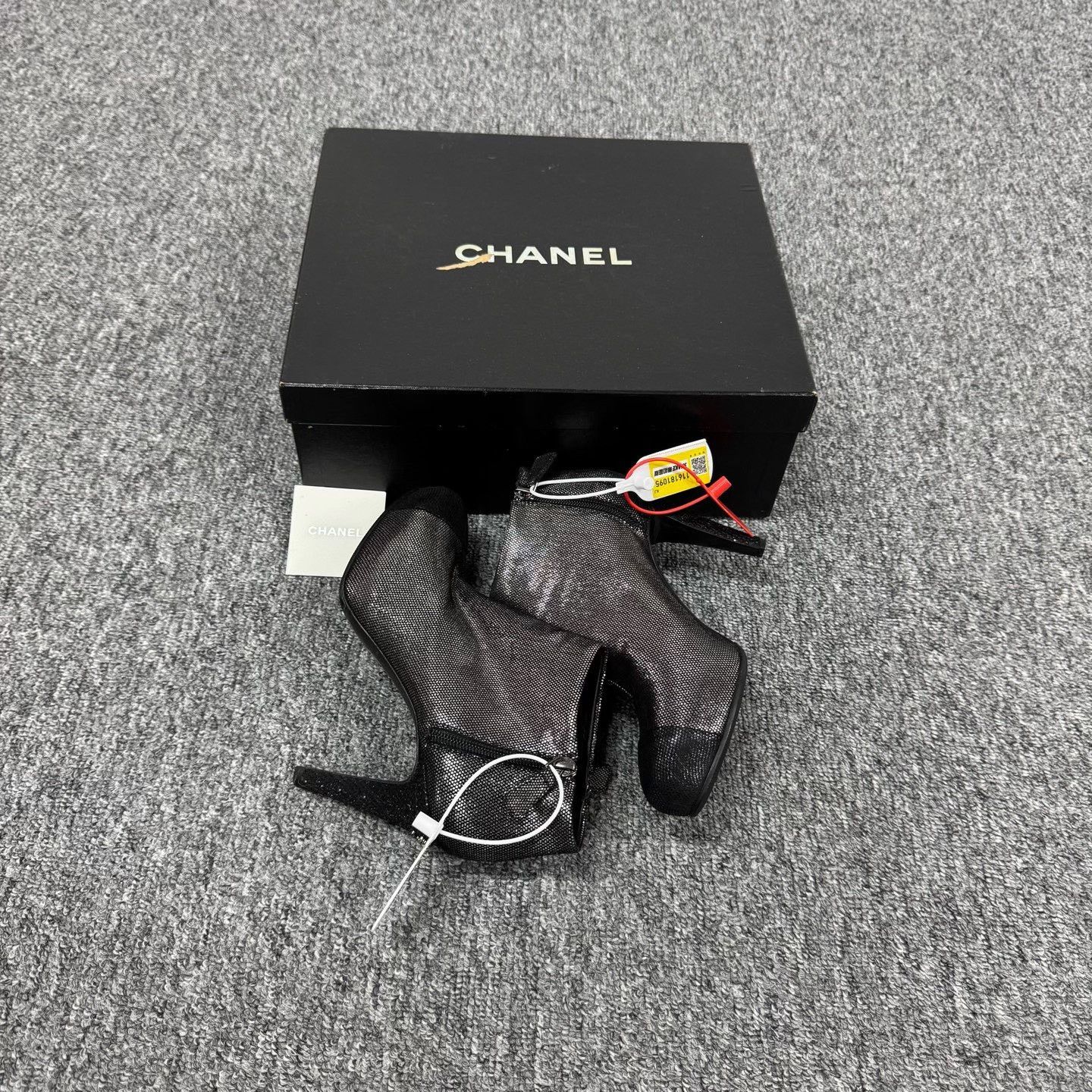 Chanel Chanel Black Crystal Side Zip High Heel Ankle Boots Size US 6 / IT 36 - 5 Thumbnail