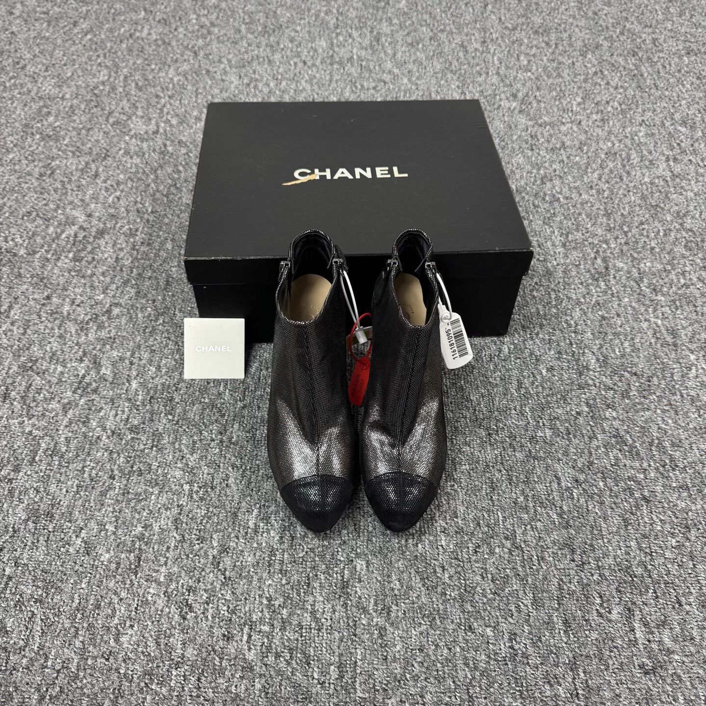Chanel Chanel Black Crystal Side Zip High Heel Ankle Boots Size US 6 / IT 36 - 2 Thumbnail