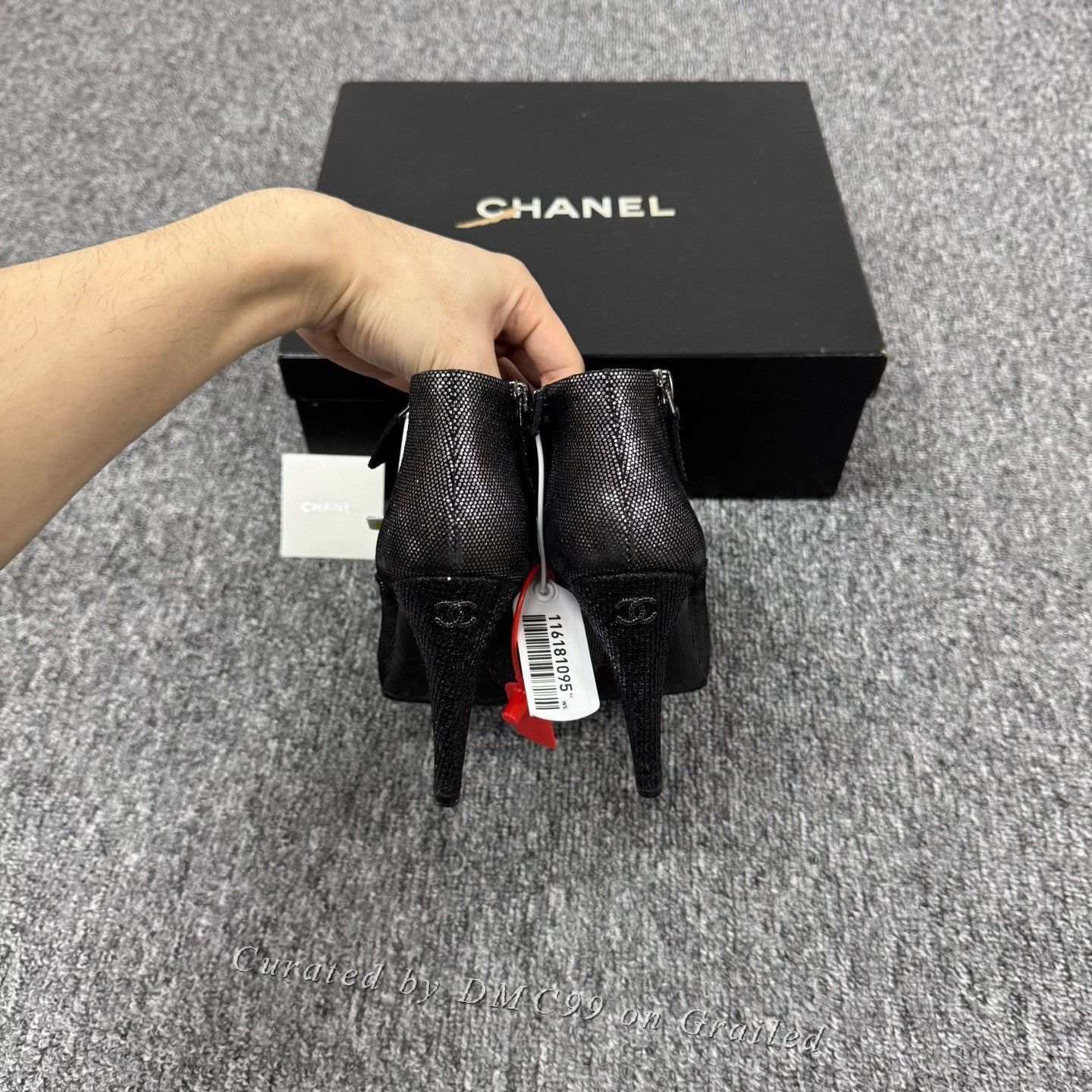 Chanel Chanel Black Crystal Side Zip High Heel Ankle Boots Size US 6 / IT 36 - 3 Thumbnail