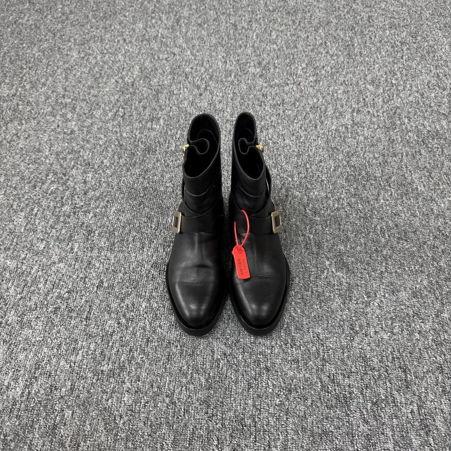 Roger Vivier Roger RV Black Side Zip Metal Buckle Ankle Boots Size US 4.5 / IT 34.5 - 2 Thumbnail