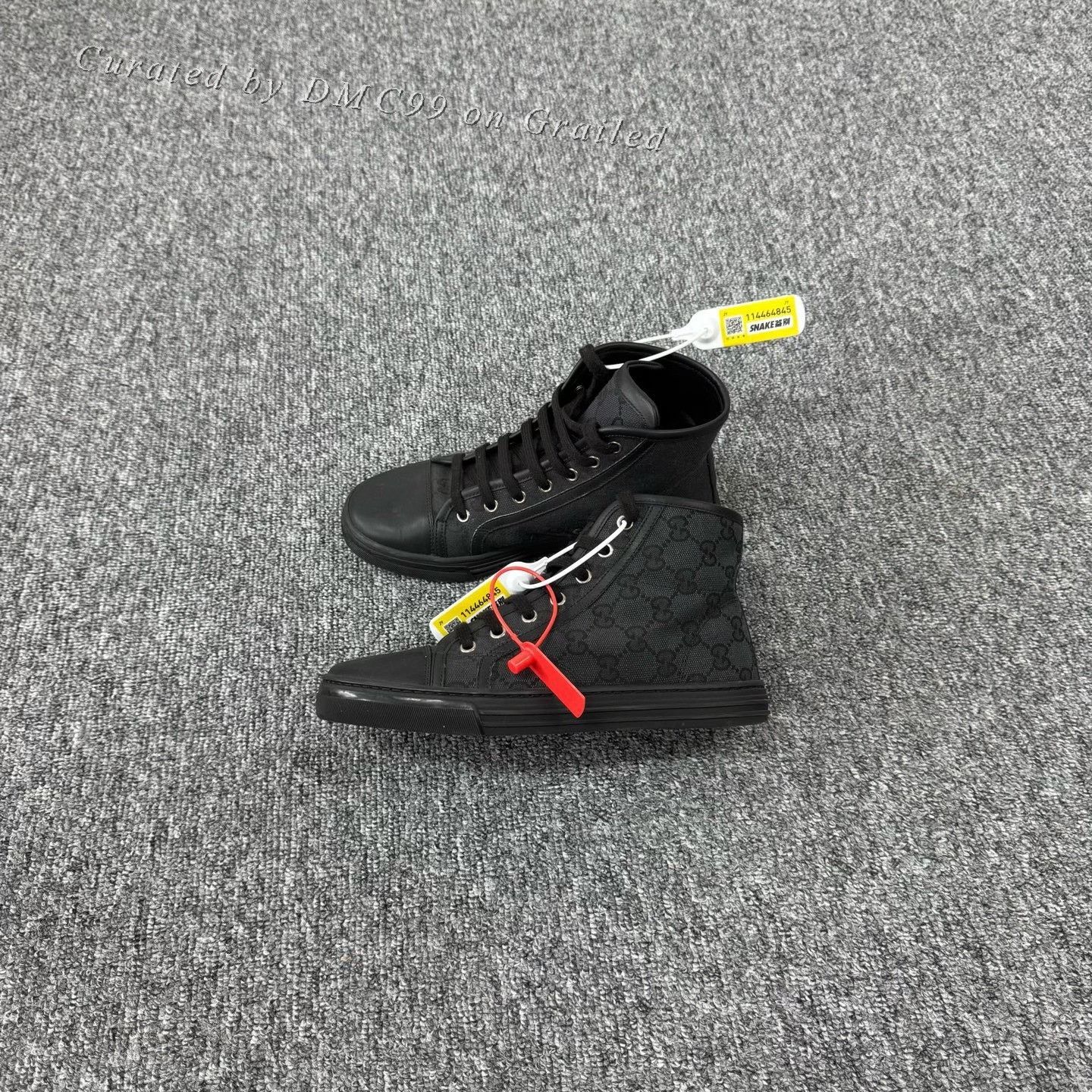 Gucci Gucci Black GG Print High-Top Canvas Shoes Size US 4.5 / IT 34.5 - 2 Thumbnail