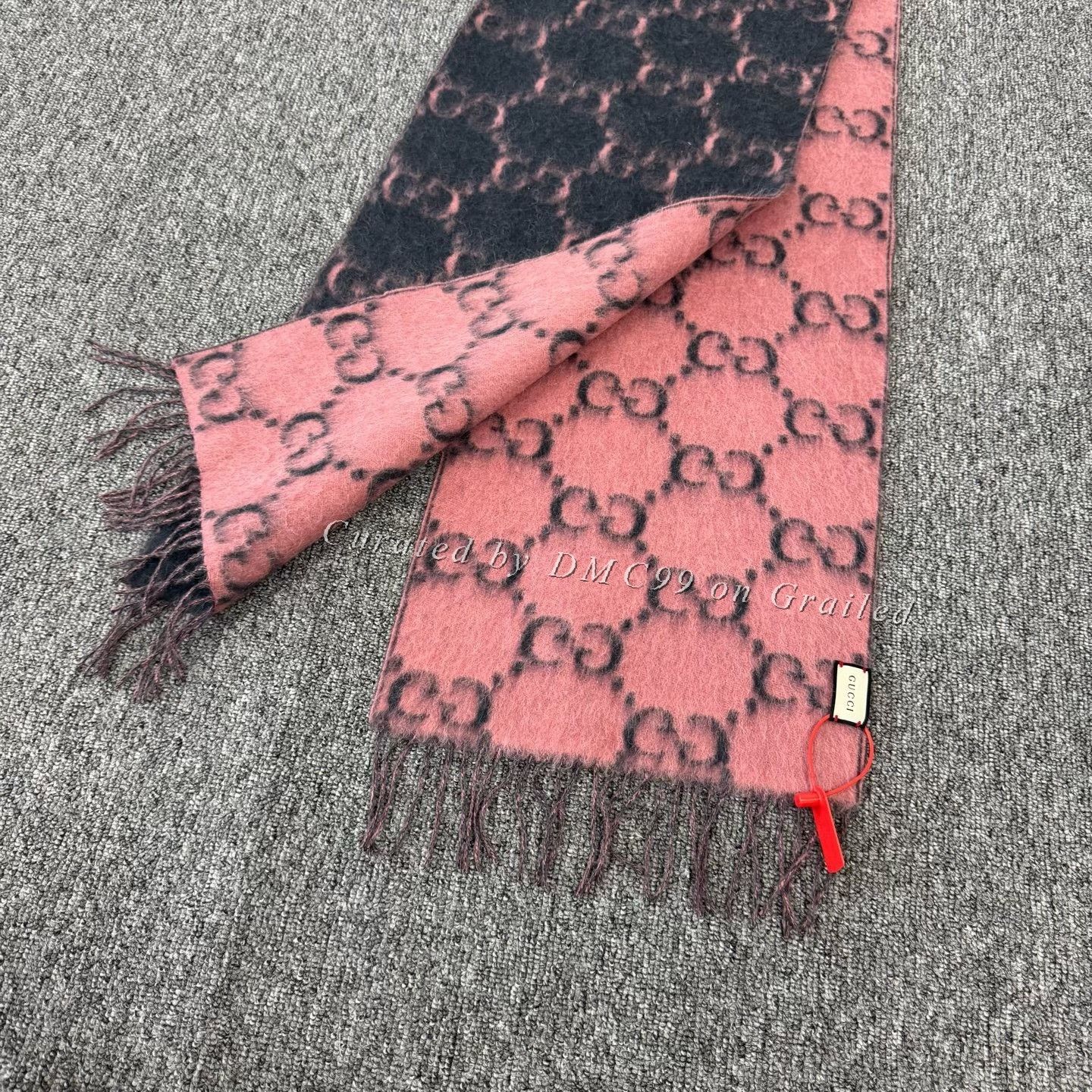 Gucci Gucci Pink Reversible Jacquard Logo Fringe Scarf Size ONE SIZE - 3 Thumbnail