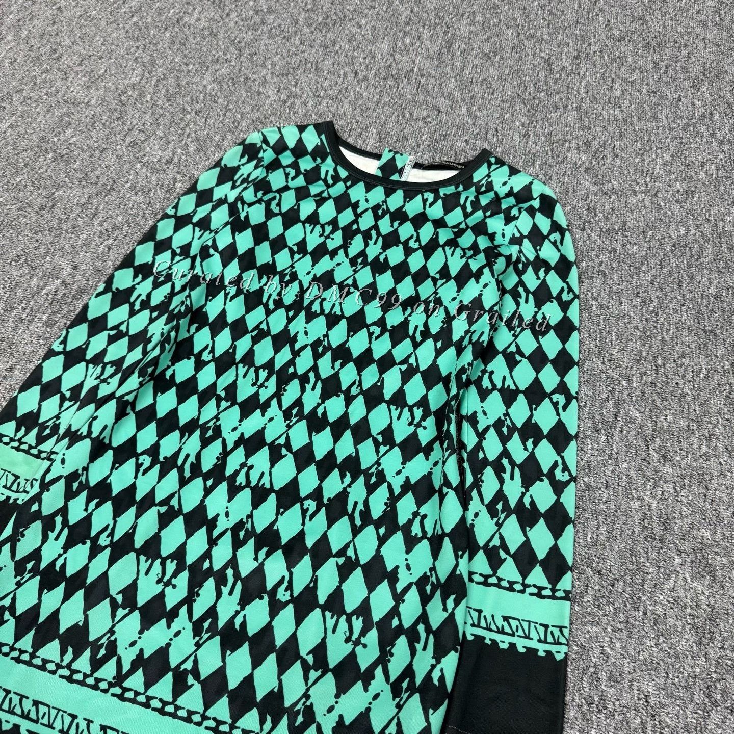 Balmain Balmain Green Patchwork Quilted Long-sleeve Dress Size S / US 4 / IT 40 - 4 Thumbnail