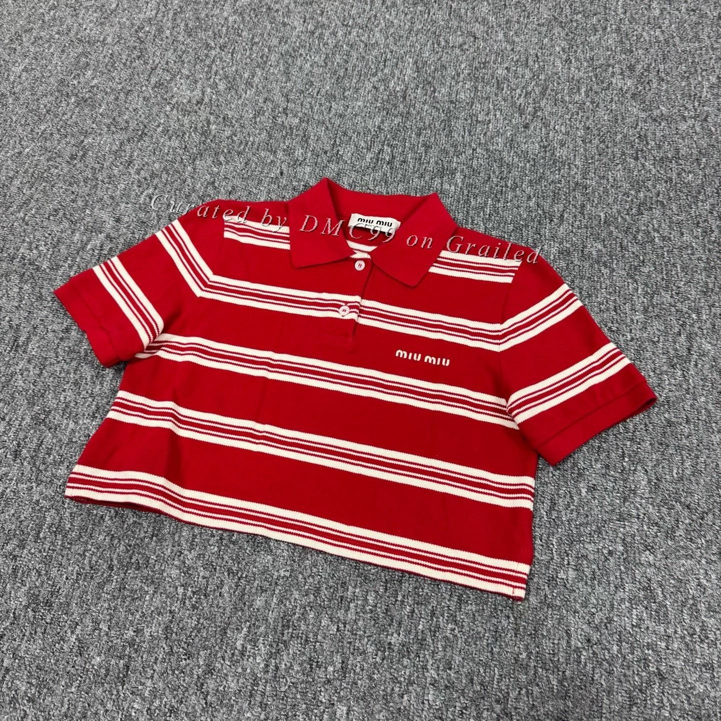 Miu Miu Miu Miu Embroidered Logo Striped Short-Sleeve Size XS / US 0-2 / IT 36-38 - 3 Thumbnail