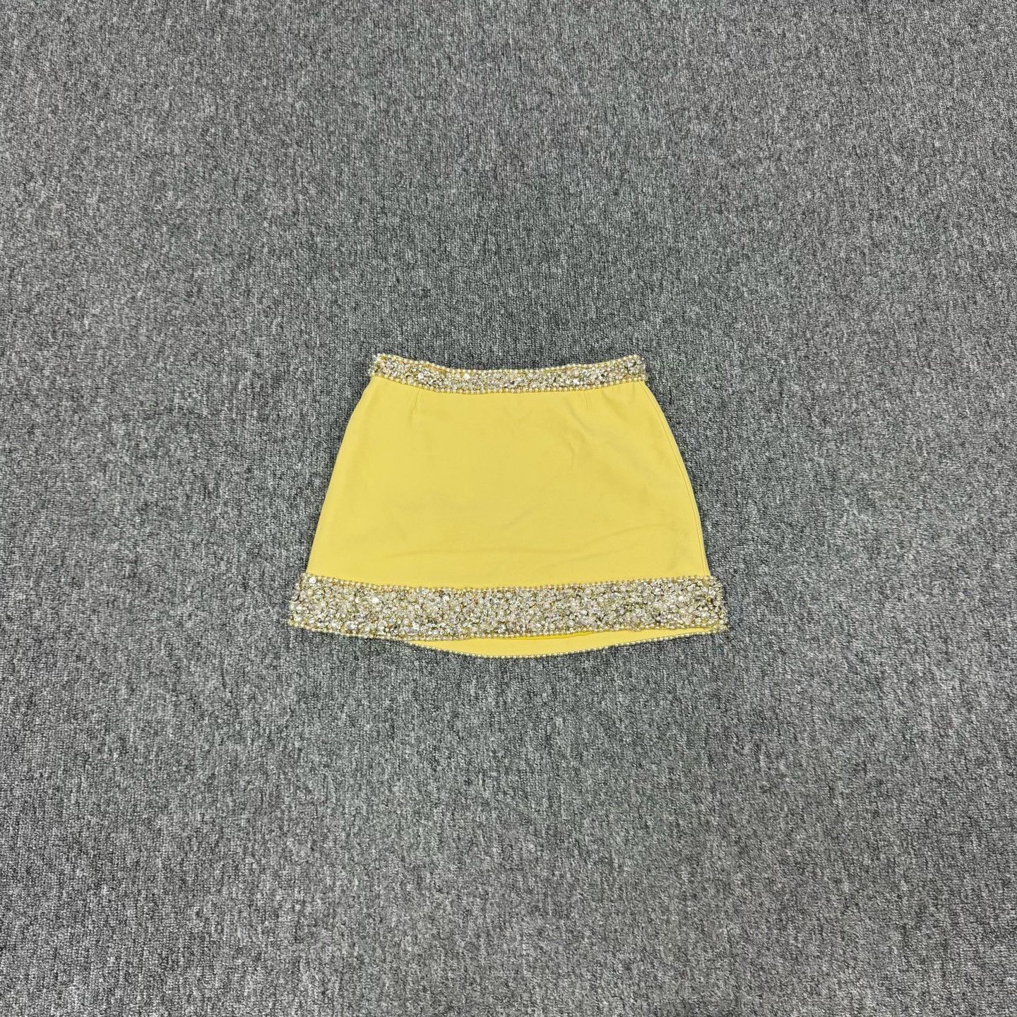 Miu Miu Miu Miu Yellow Diamond-Embellished Short Skirt Size 36" / US 14 / IT 50 - 2 Thumbnail