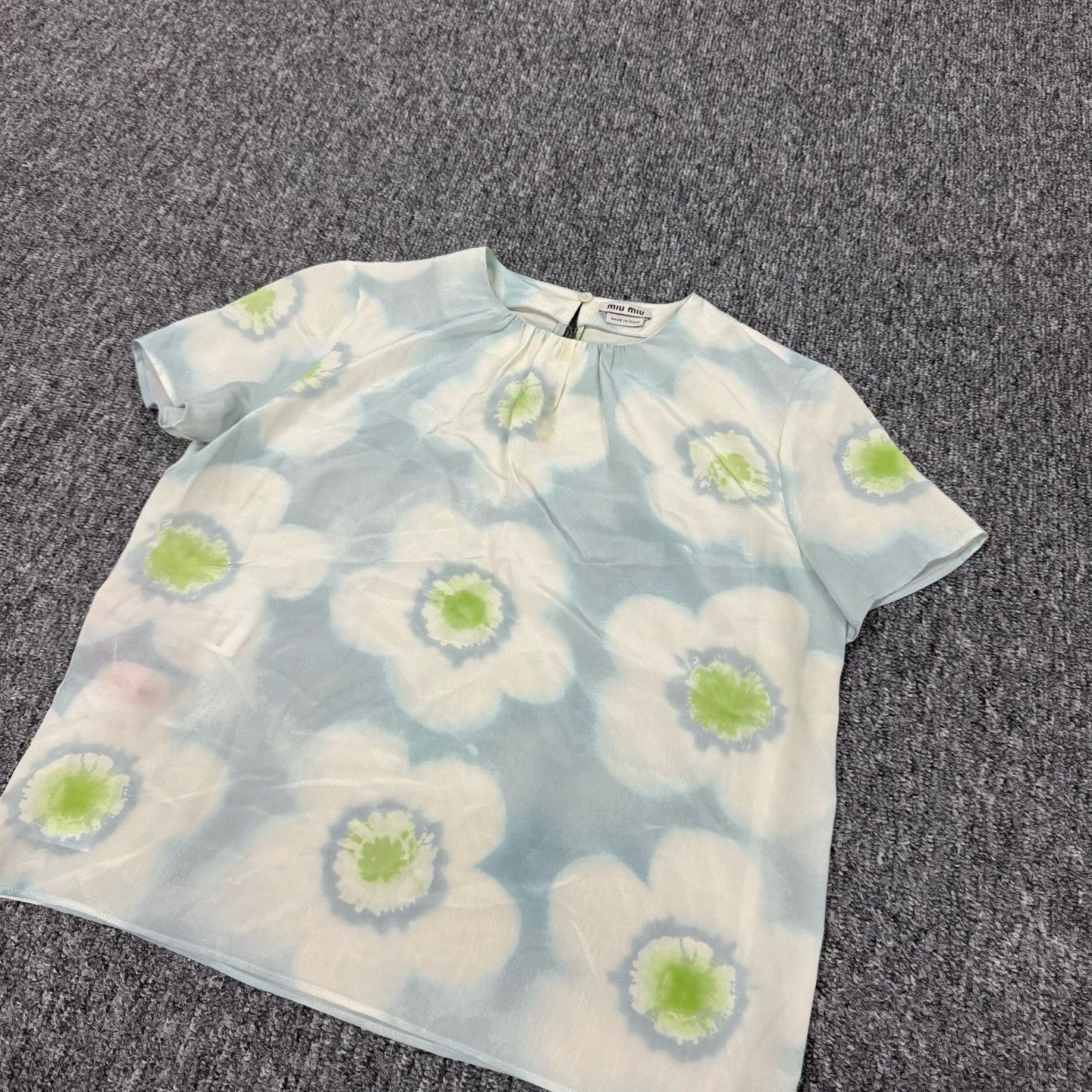 Miu Miu Miu Miu Floral Silk Short-Sleeve Top Size S / US 4 / IT 40 - 3 Thumbnail