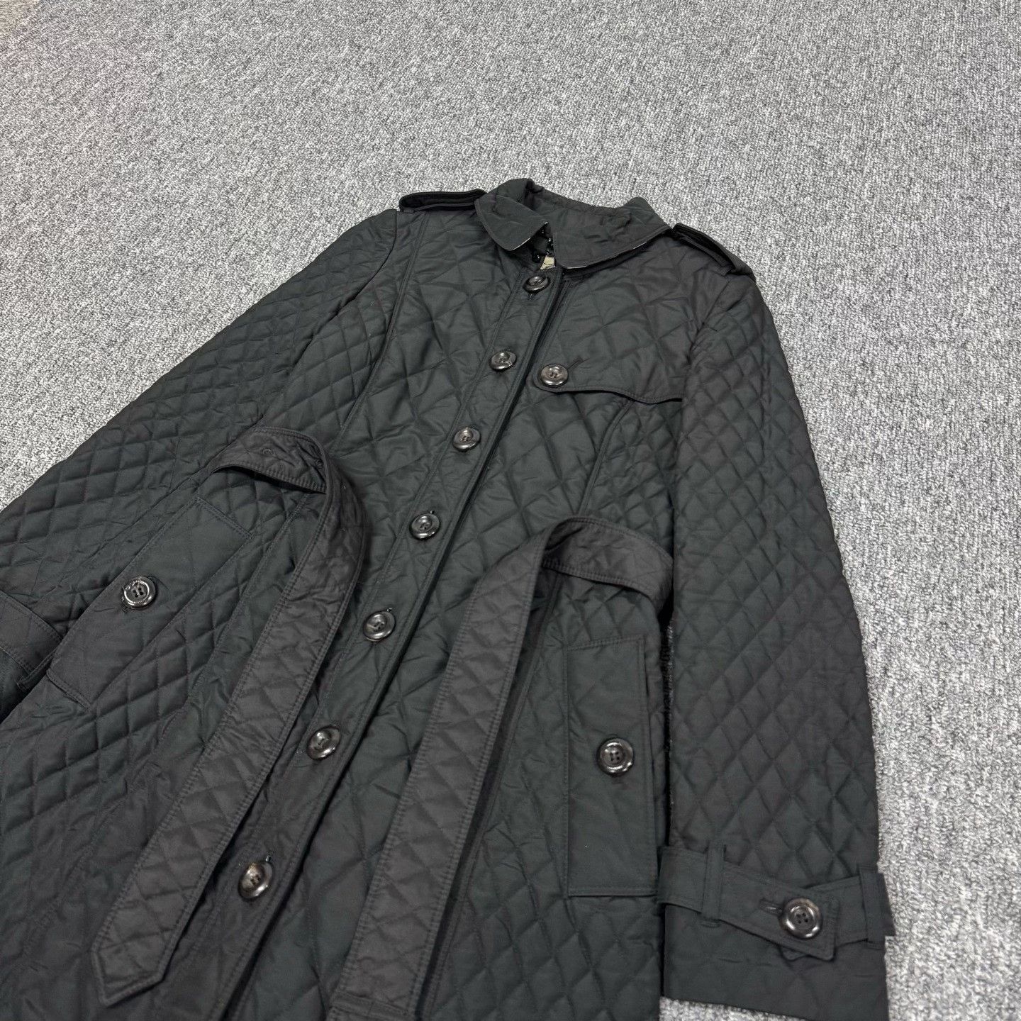 Burberry Burberry Black Belted Quilted Cotton Coat Size XXS / US 00 / IT 34 - 4 Thumbnail