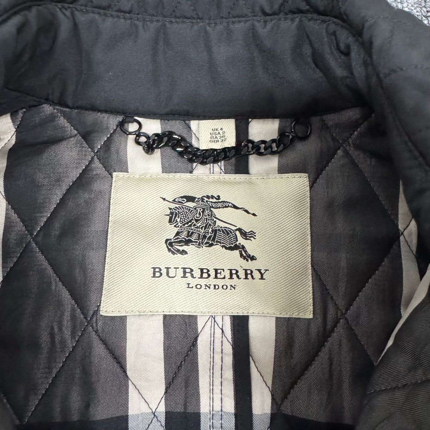 Burberry Burberry Black Belted Quilted Cotton Coat Size XXS / US 00 / IT 34 - 5 Thumbnail