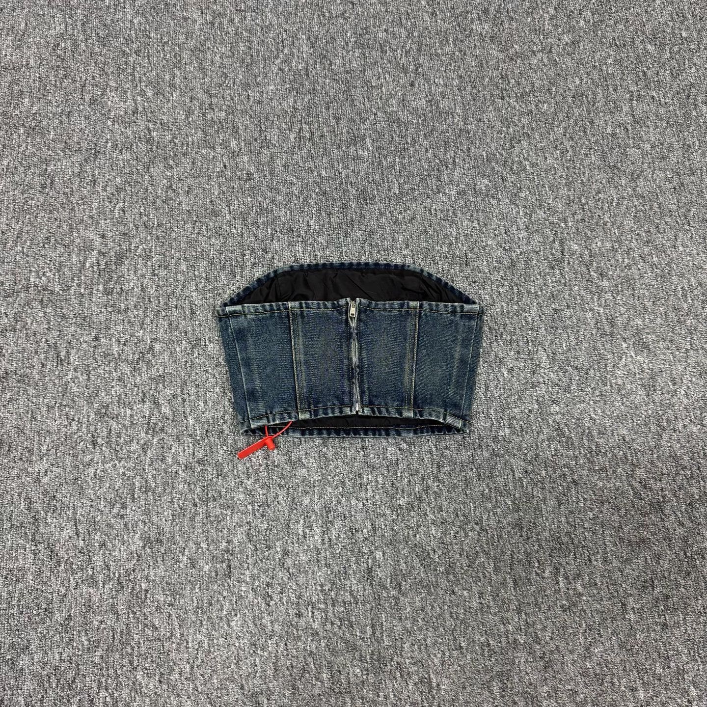 Prada Prada Denim Bustier Vintage Destroy Metal Logo Size XS / US 0-2 / IT 36-38 - 2 Thumbnail