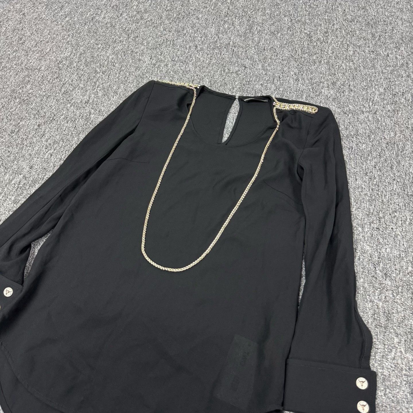 Balmain Balmain Silk Long-Sleeve Top w/ Chain Rhinestones Size XS / US 0-2 / IT 36-38 - 4 Thumbnail