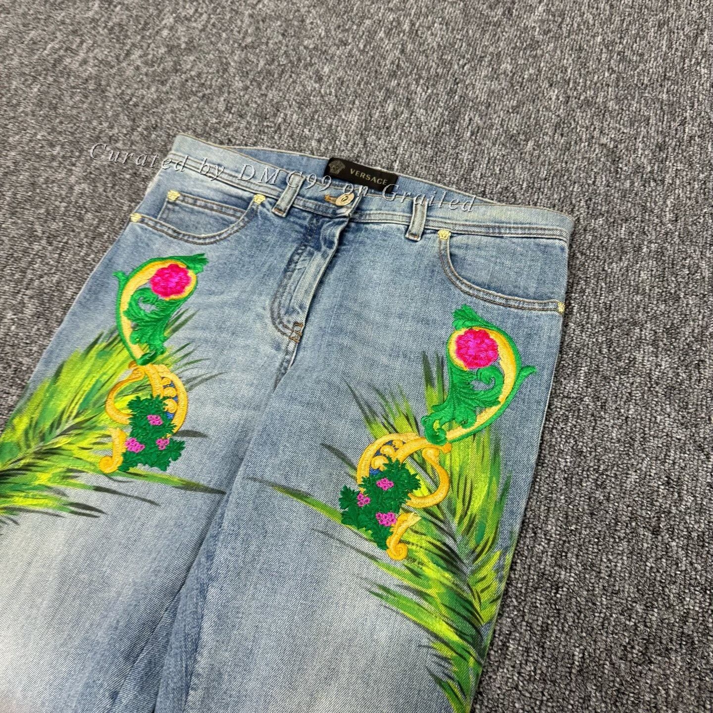 Versace Versace Denim Floral Embroidered Trousers Size 27" / US 4 / IT 40 - 4 Thumbnail