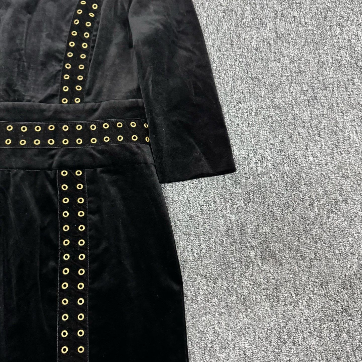 Balmain Balmain Black Velvet Gold Eyelet Rivet Size XS / US 0-2 / IT 36-38 - 3 Thumbnail