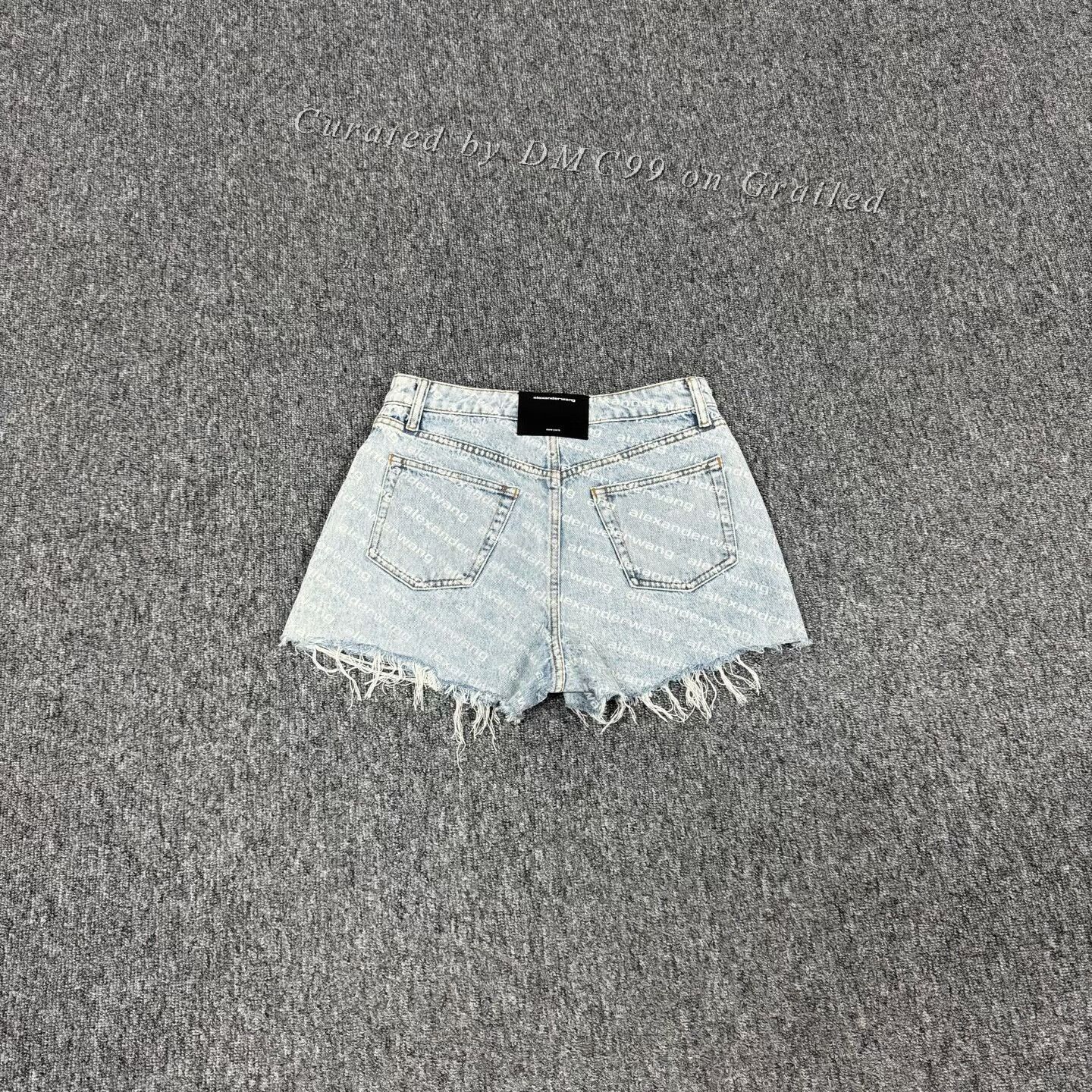 Alexander Wang Alexander Wang All-over Print Distressed Fringe Denim Shorts Size 28" / US 6 / IT 42 - 2 Thumbnail