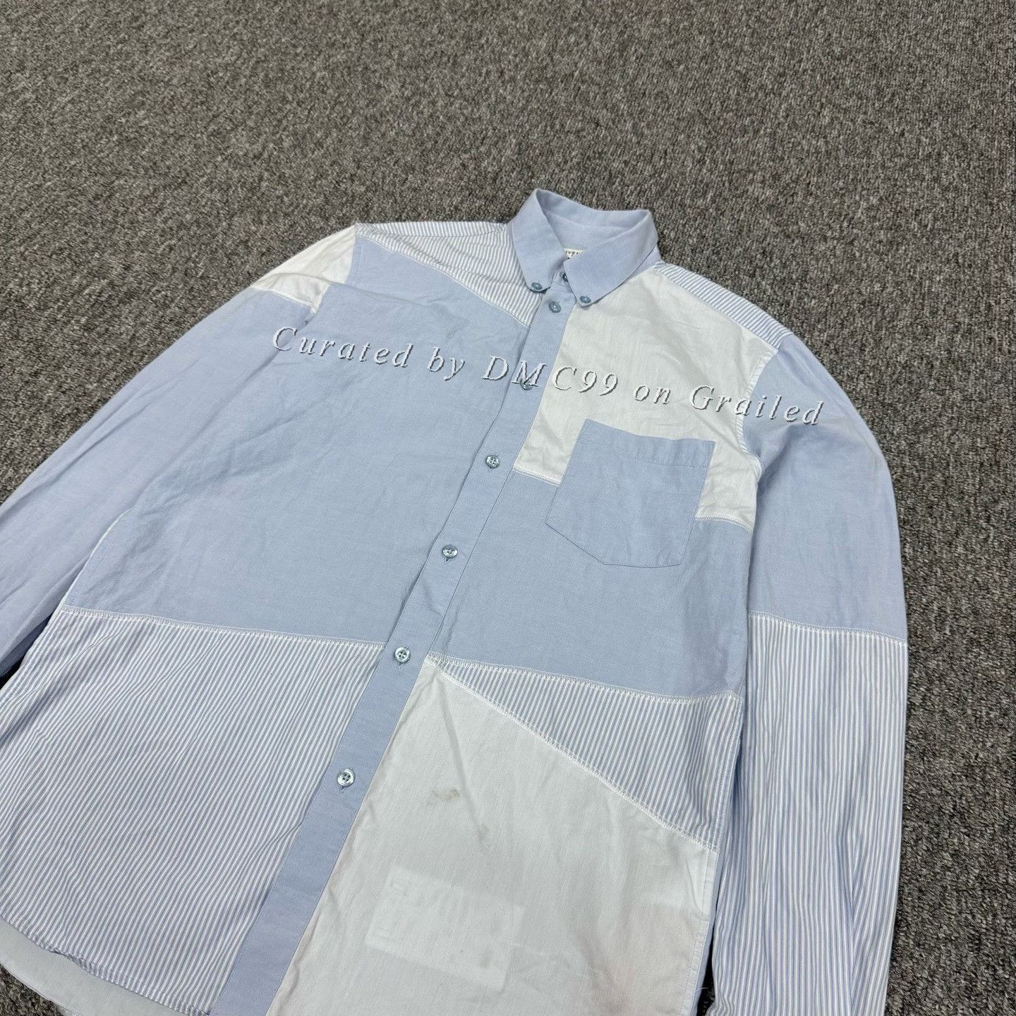 Givenchy Givenchy Light Blue Patchwork Long-Sleeve Shirt Size US M / EU 48-50 / 2 - 4 Thumbnail