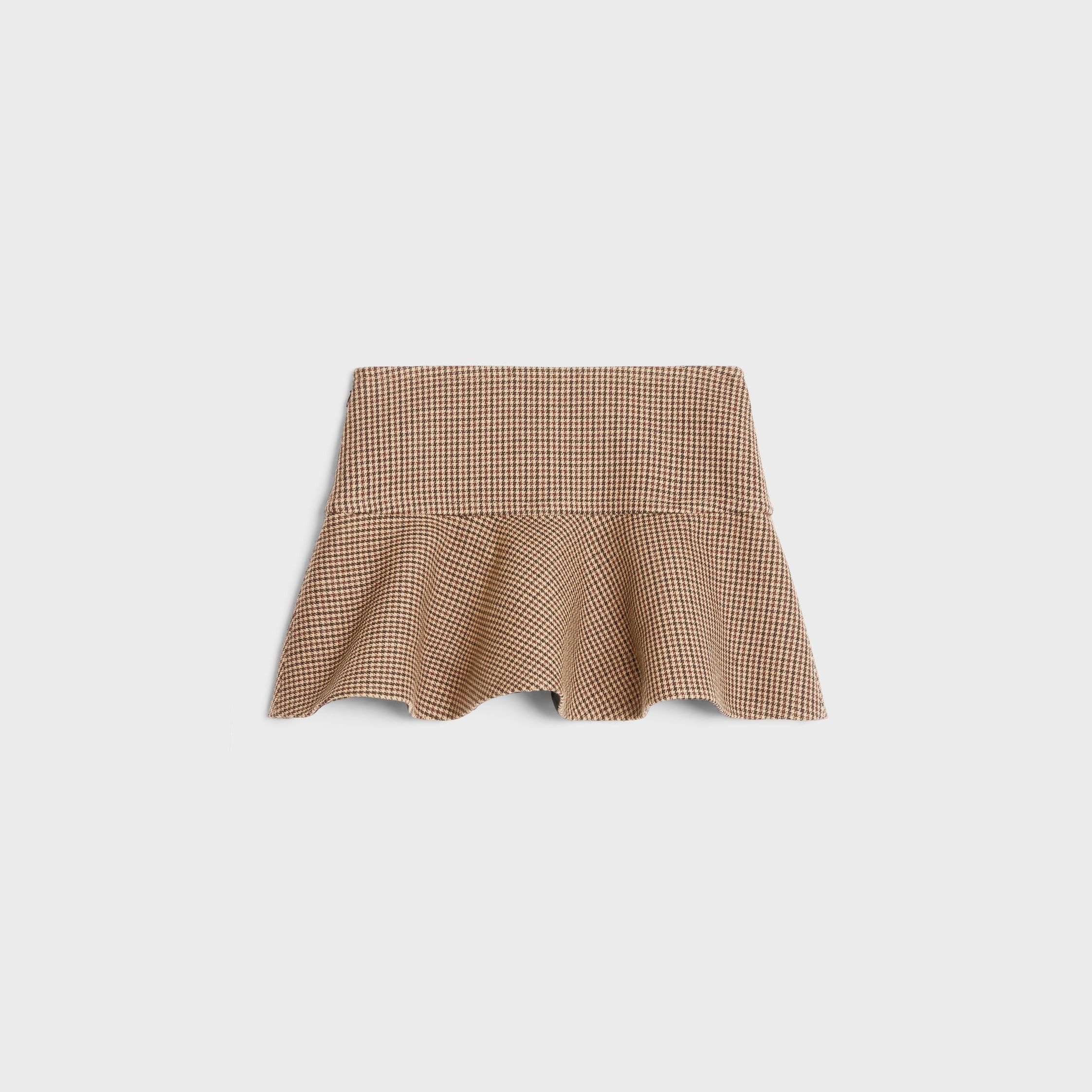 Celine MINI SKIRT IN DOUBLE HOUNDSTOOTH WOOL bordo/beige/black Size 24" / US 00 / IT 34 - 2 Thumbnail