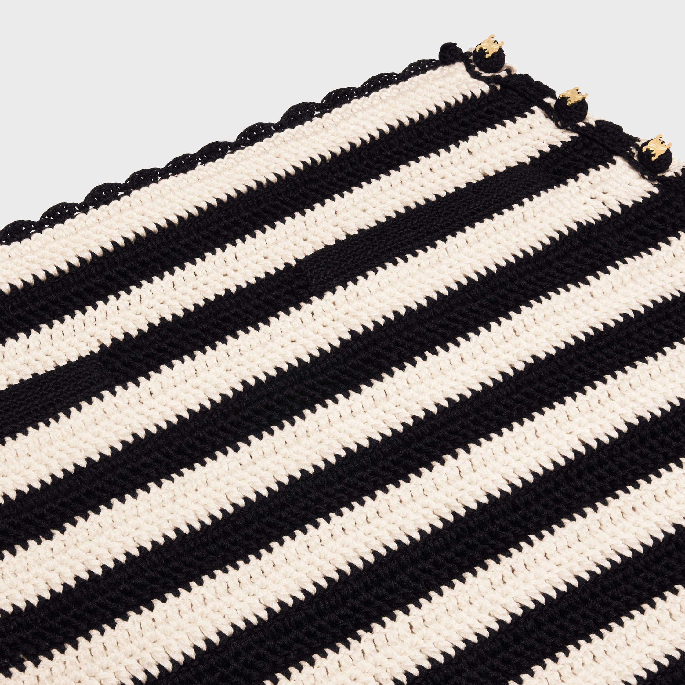 Celine STRIPED MINI SKIRT IN CROCHETED COTTON black/ecru Size 28" / US 6 / IT 42 - 3 Thumbnail