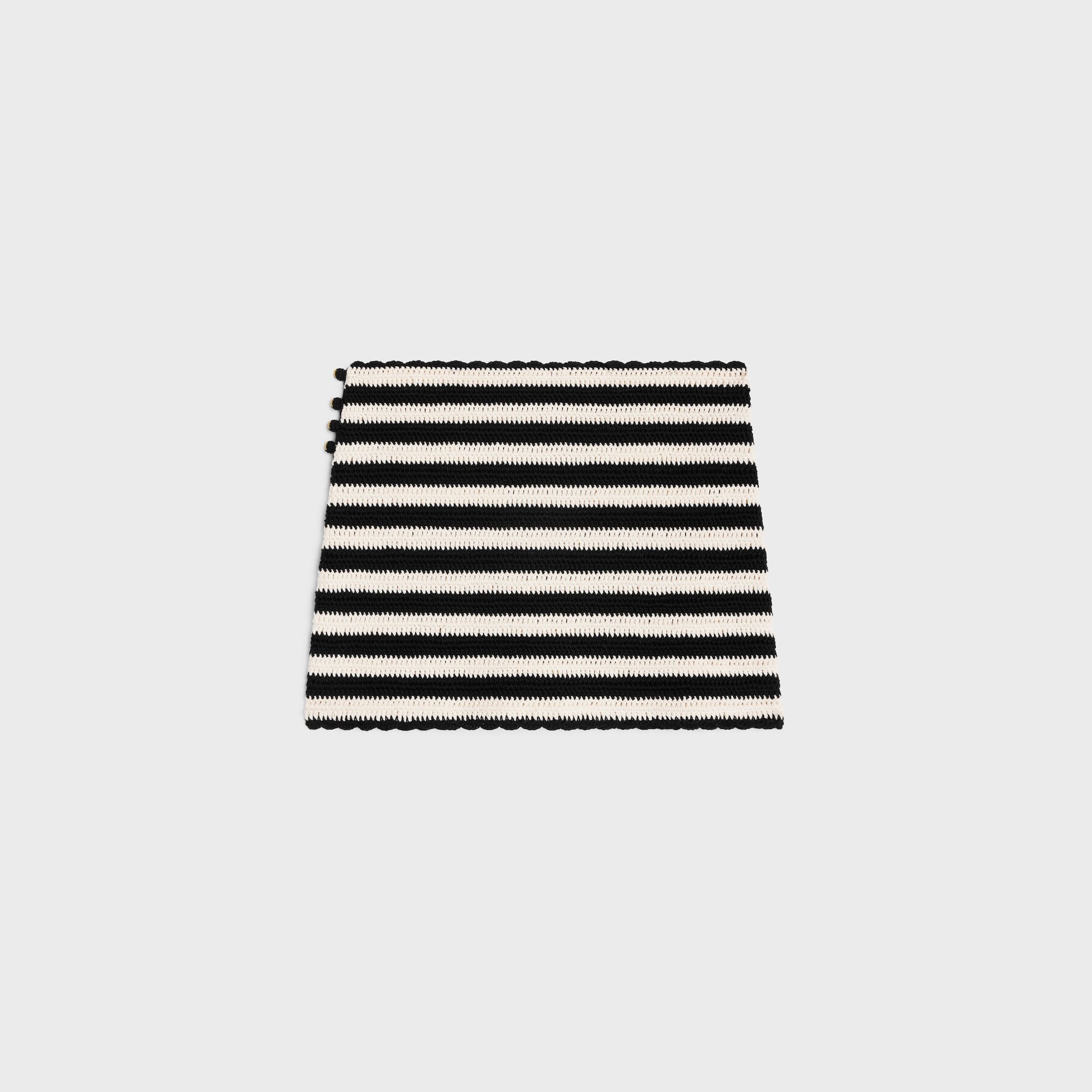 Celine STRIPED MINI SKIRT IN CROCHETED COTTON black/ecru Size 28" / US 6 / IT 42 - 2 Thumbnail