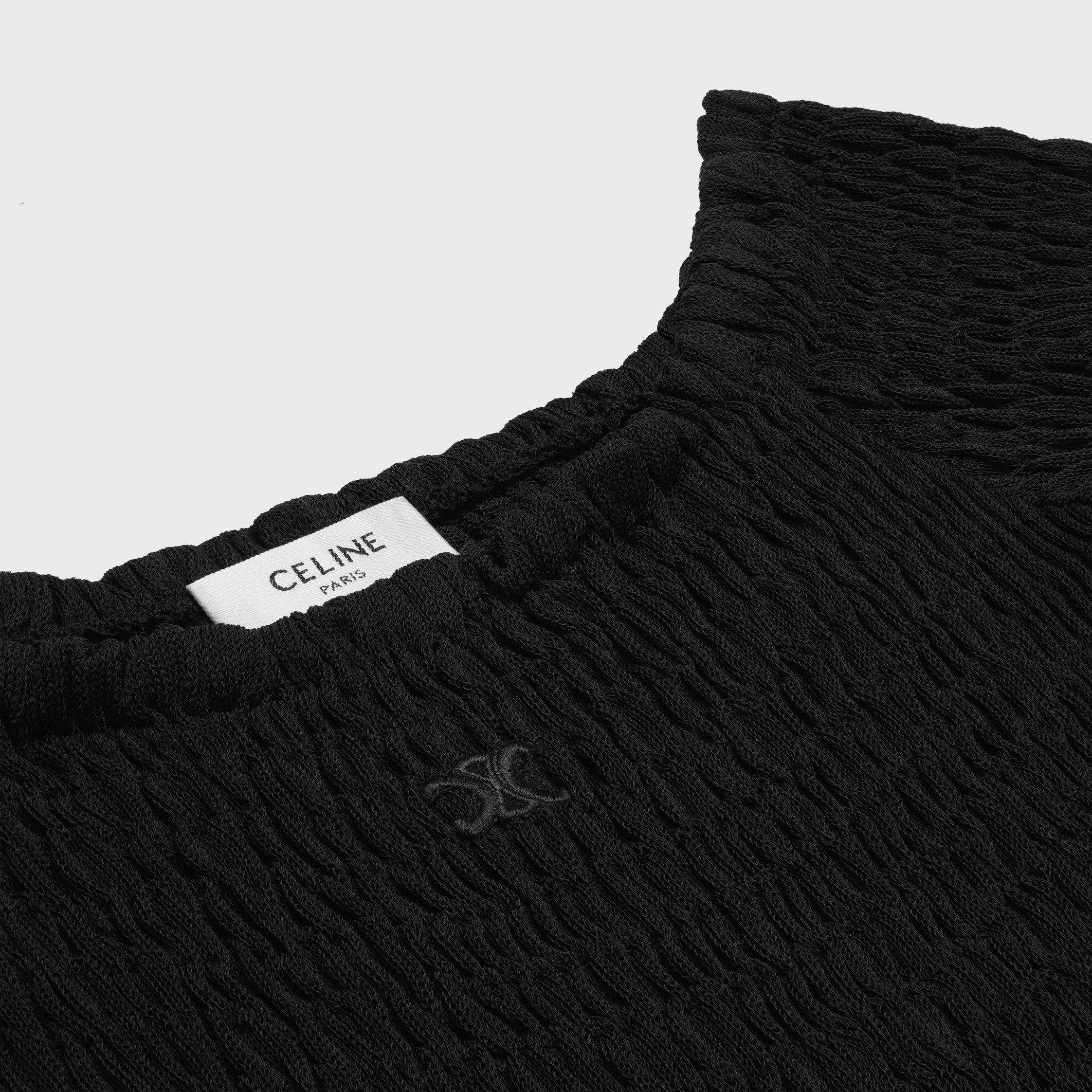 Celine TRIOMPHE MINI DRESS IN GAUFFERED SILK black Size L / US 10 / IT 46 - 3 Thumbnail