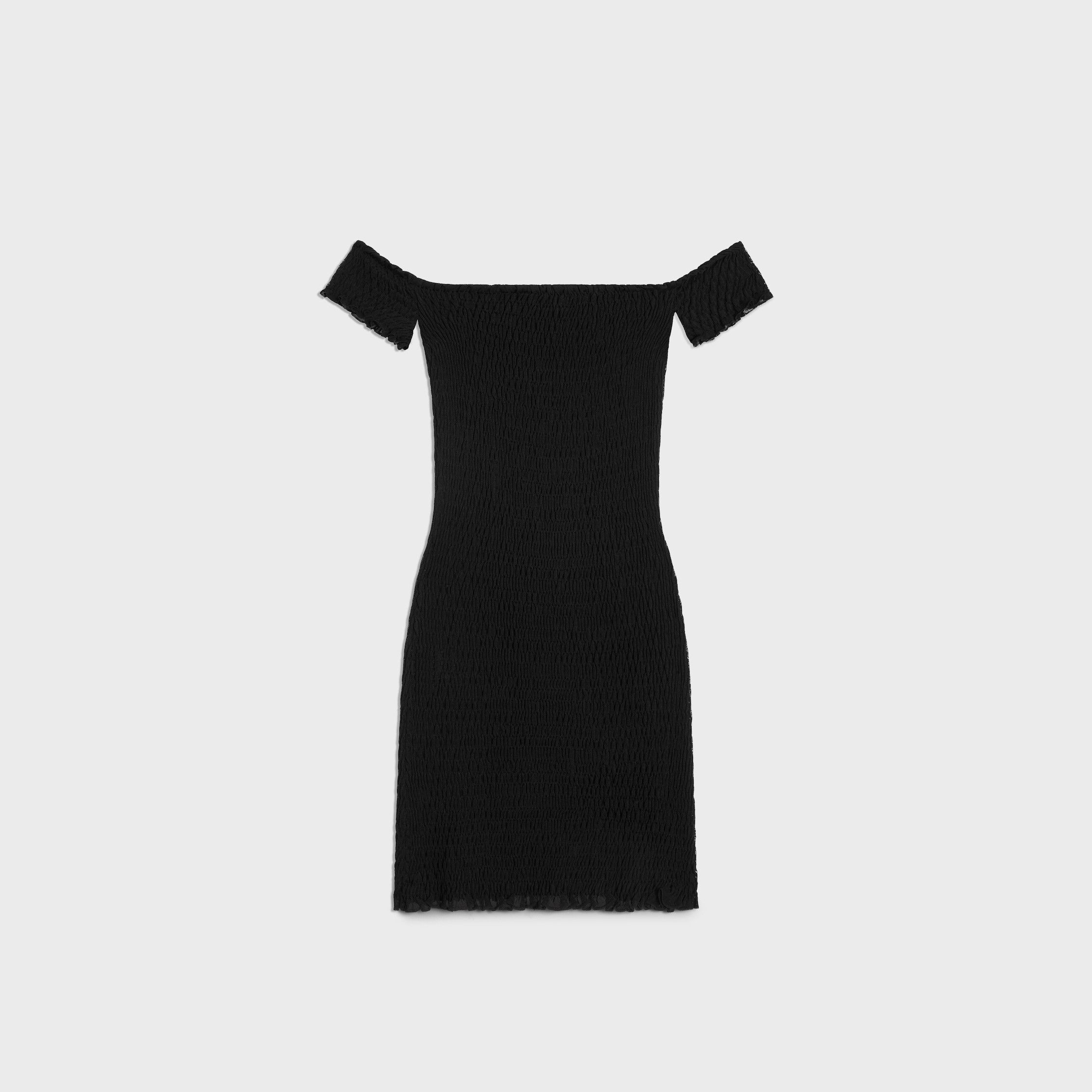 Celine TRIOMPHE MINI DRESS IN GAUFFERED SILK black Size L / US 10 / IT 46 - 2 Thumbnail