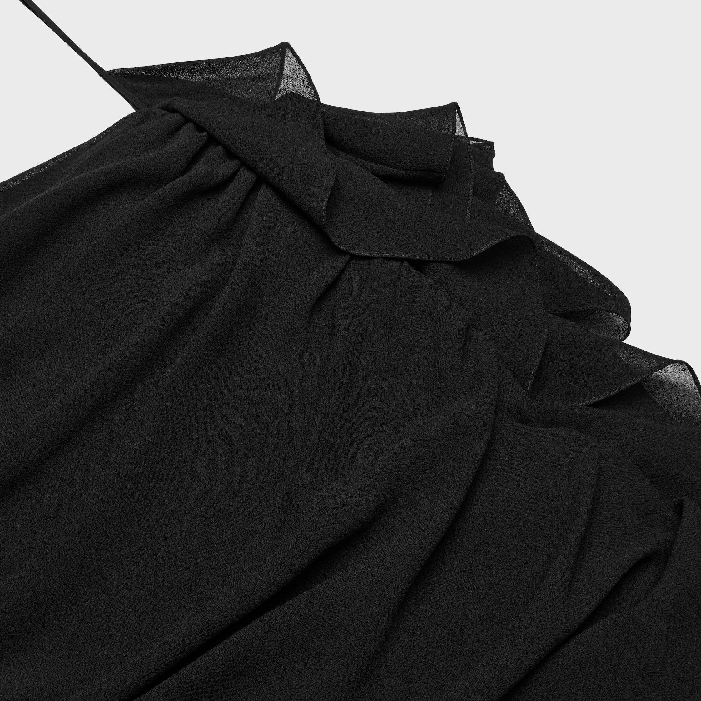 Celine DRAPED MINI DRESS IN SILK GEORGETTE black Size S / US 4 / IT 40 - 3 Thumbnail