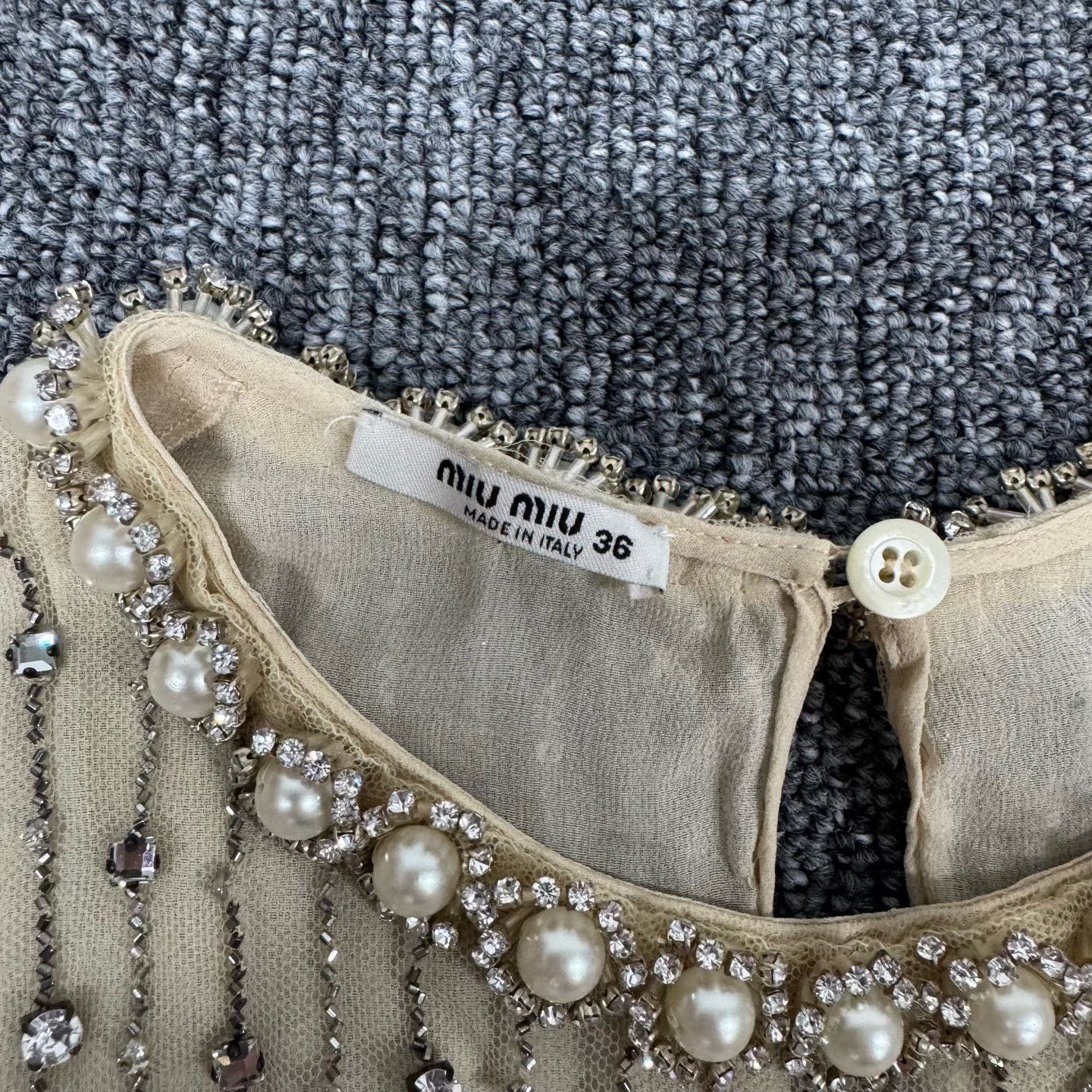 Miu Miu Miu Miu Pearl Rhinestone Cocktail Dress Size XS / US 0-2 / IT 36-38 - 4 Thumbnail