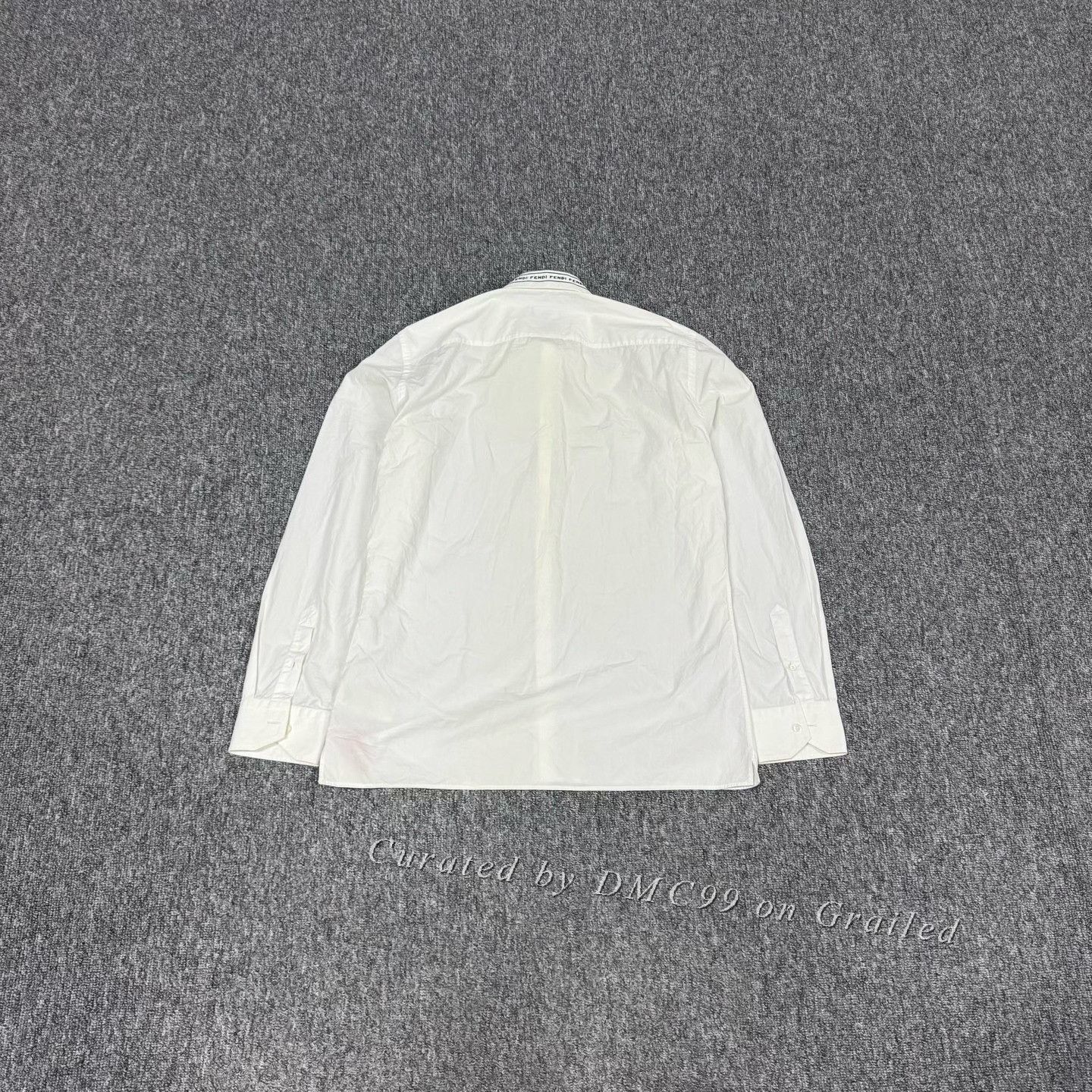 Fendi Fendi White Logo Embroidery Collar Long-Sleeve Shirt Size 40 Size US XXS / EU 40 - 2 Thumbnail