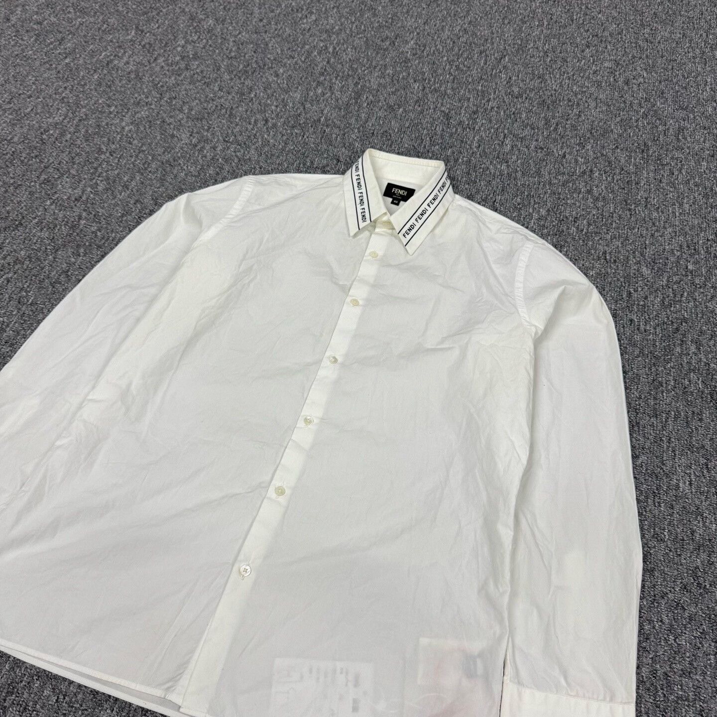 Fendi Fendi White Logo Embroidery Collar Long-Sleeve Shirt Size 40 Size US XXS / EU 40 - 4 Thumbnail